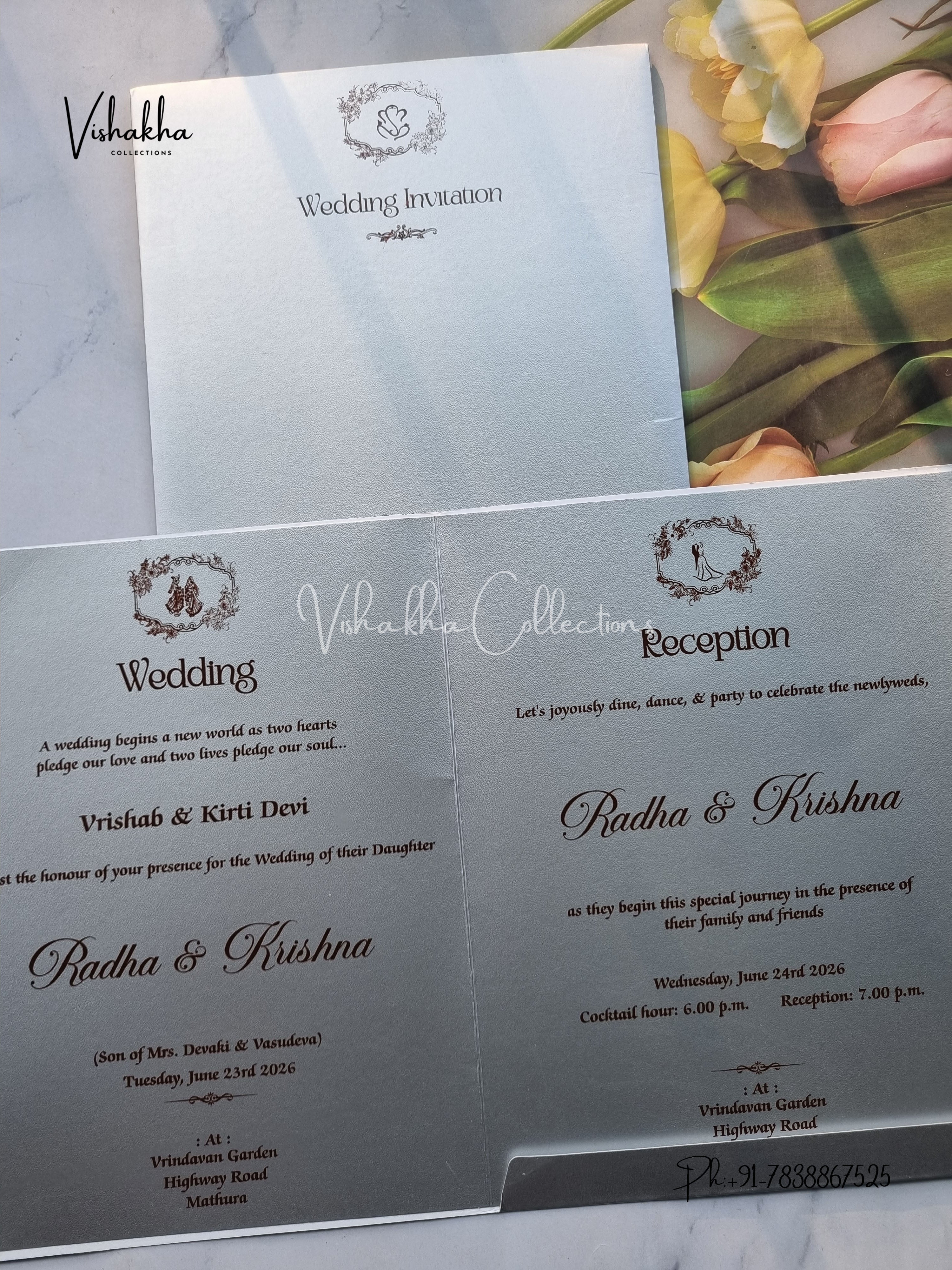 Hindu Muslim Christian Sikh Colored invitation Cards SN-67 - Image 3