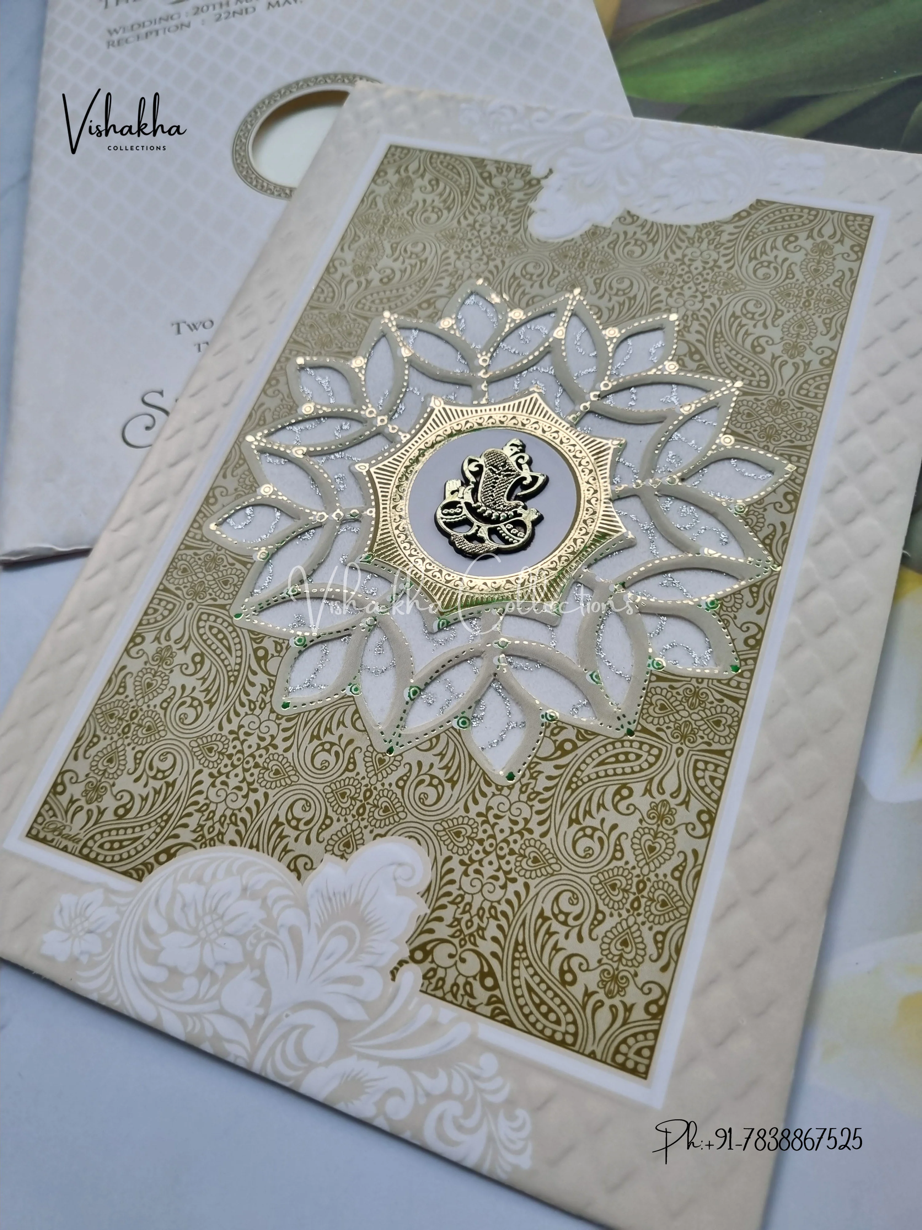 Hindu Muslim Christian Sikh invitation Cards CR-8075G - Image 2