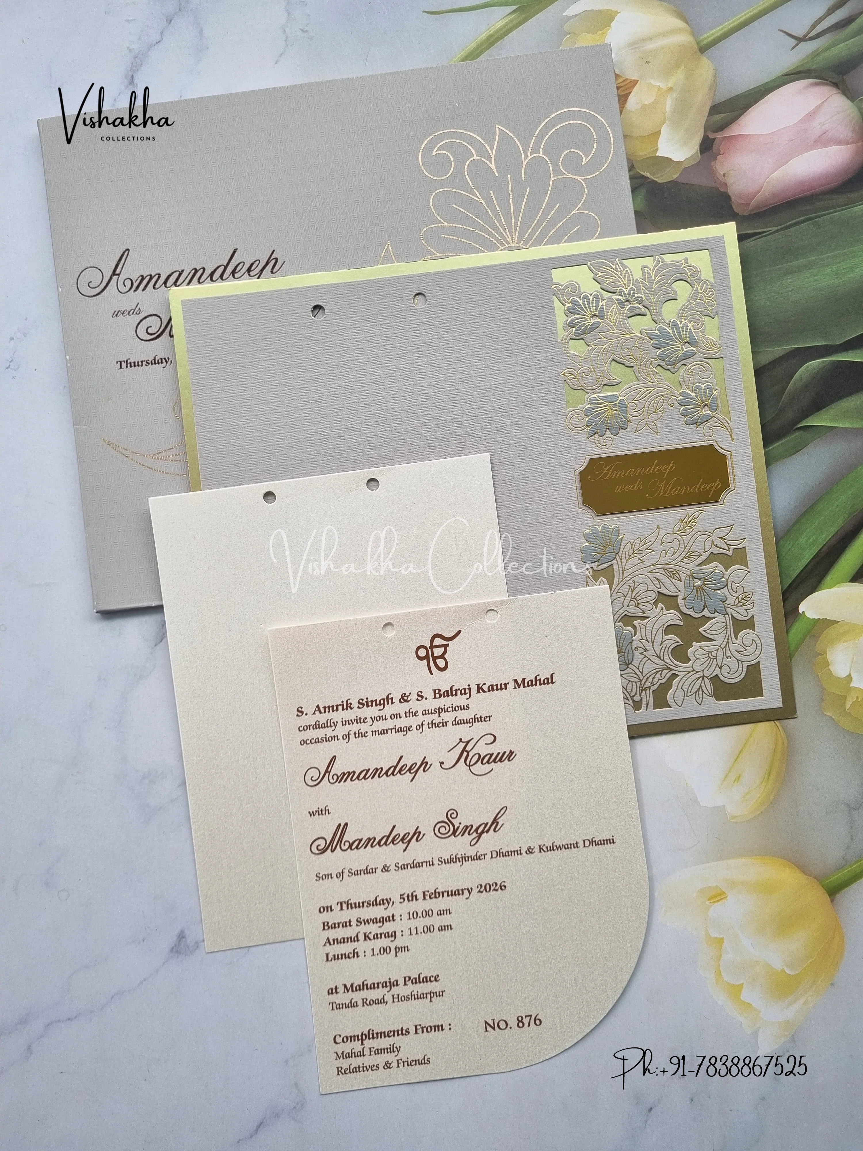 Hindu Muslim Christian Sikh Laser Cut Colored invitation Cards LN-876 - Image 3