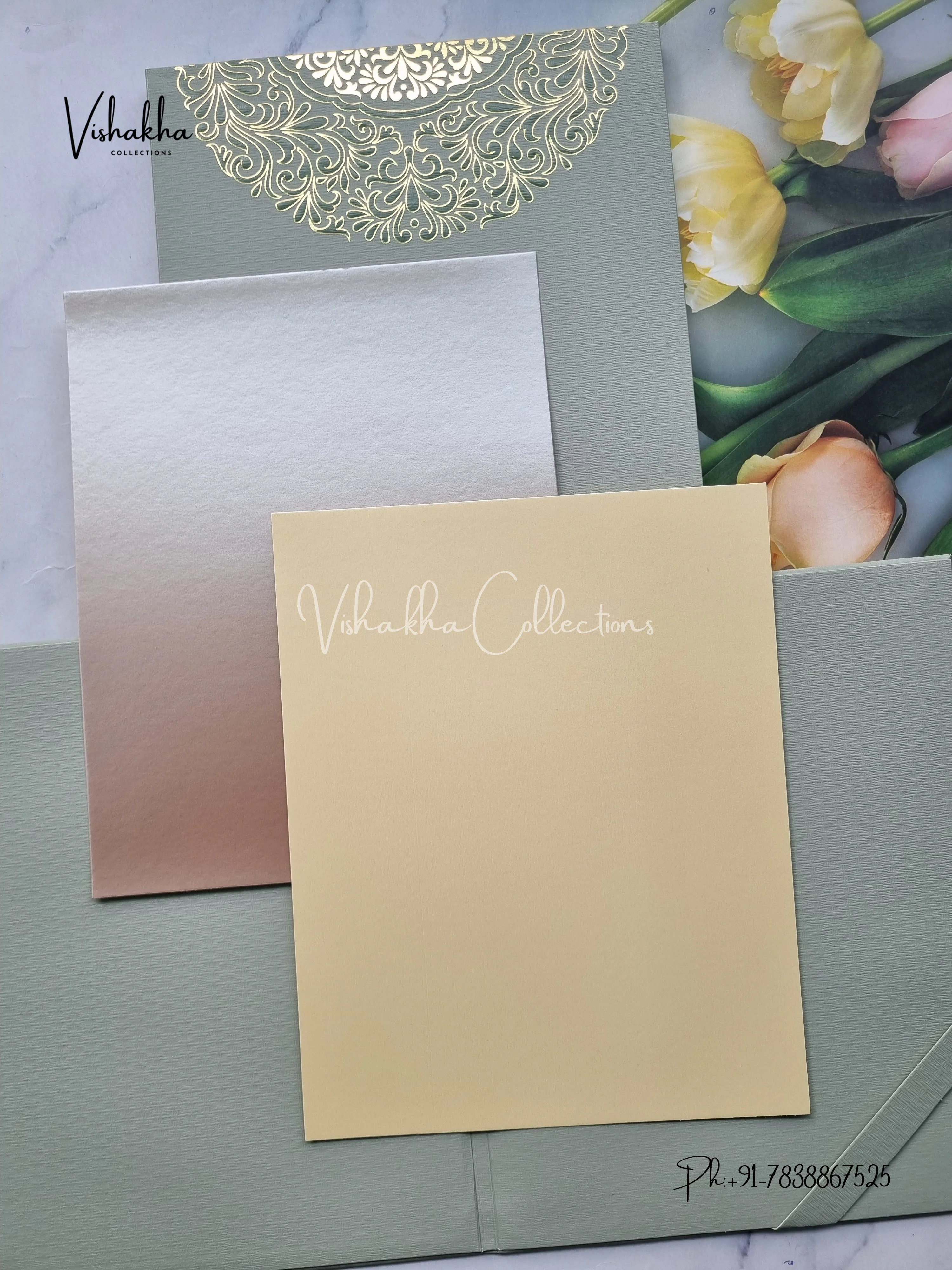 Hindu Muslim Christian Sikh Padded Colored invitation Cards LN-880 - Image 3