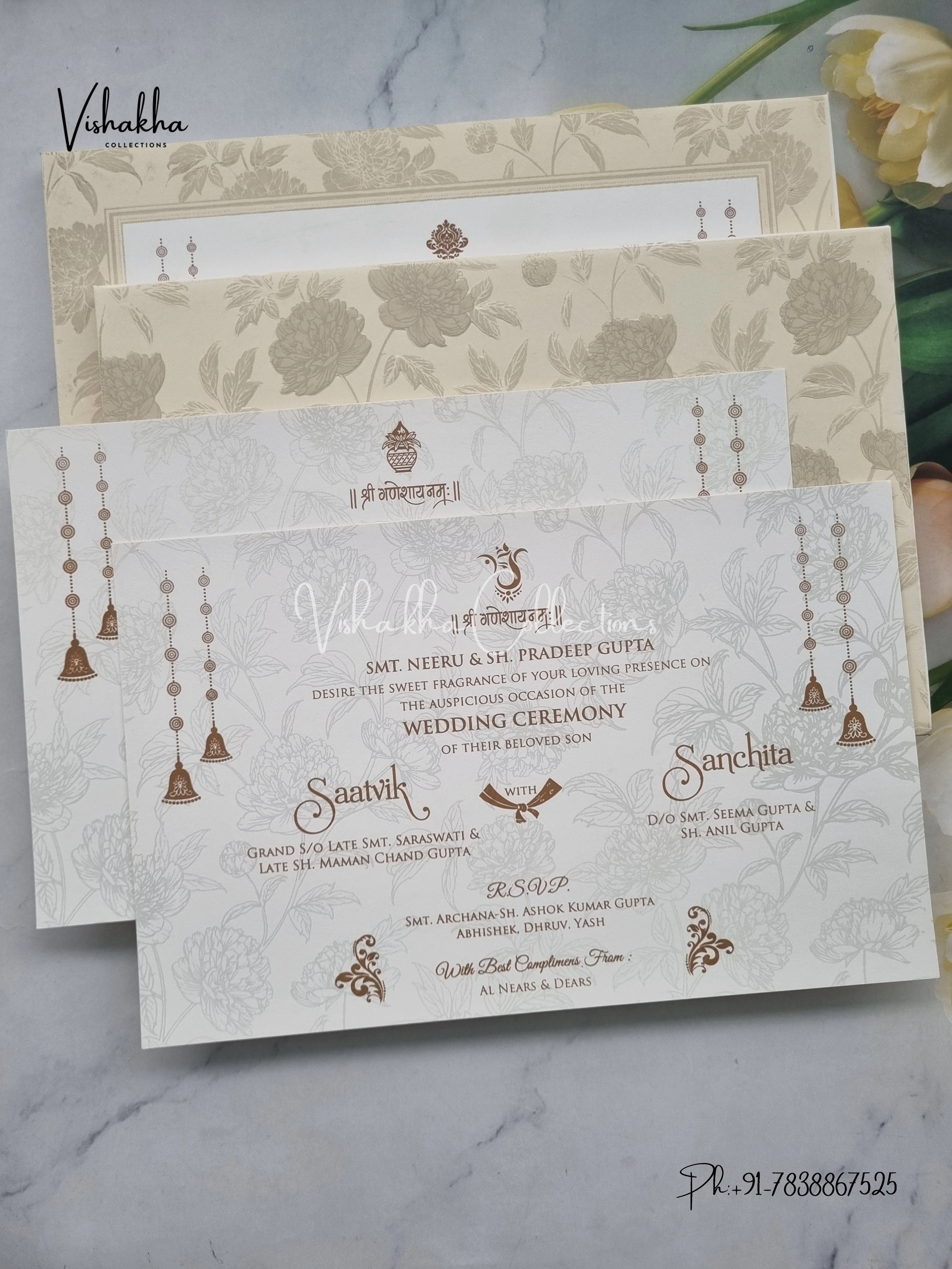 Hindu Muslim Christian Sikh Padded invitation Cards CR-552 - Image 3