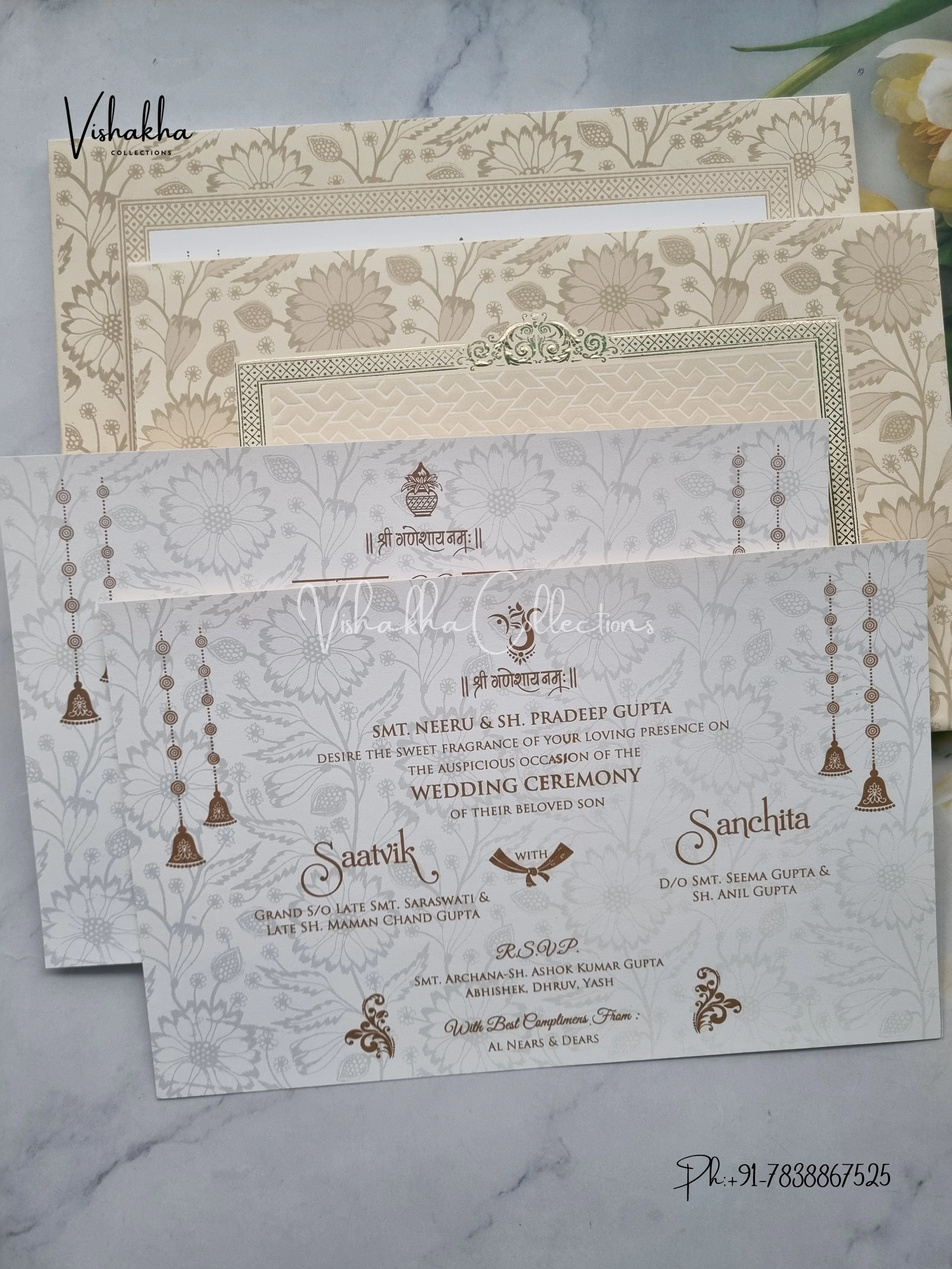 Hindu Muslim Christian Sikh Padded invitation Cards CR-553 - Image 3