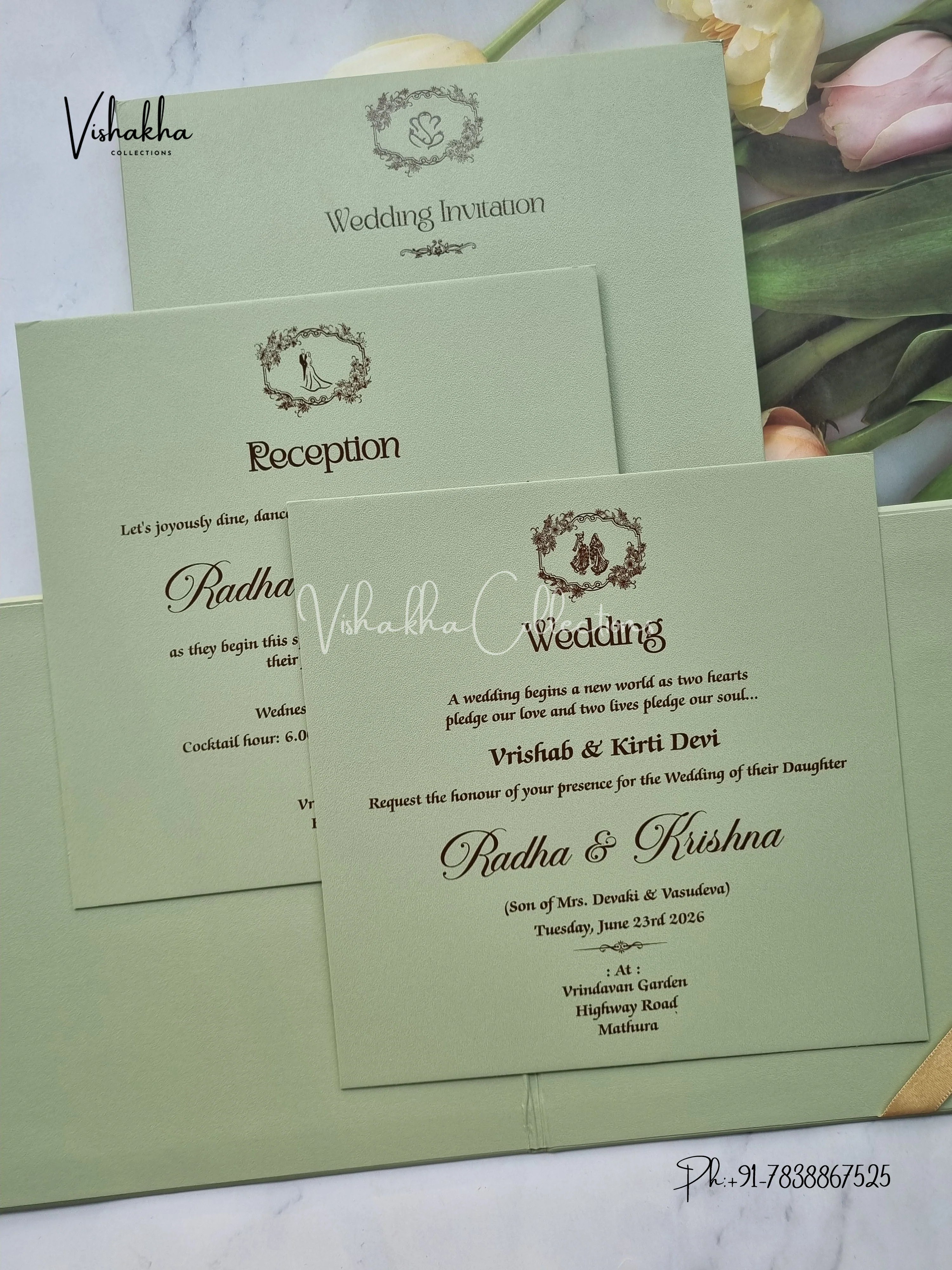 Hindu Muslim Christian Sikh Padded invitation Cards SN-140 - Image 3