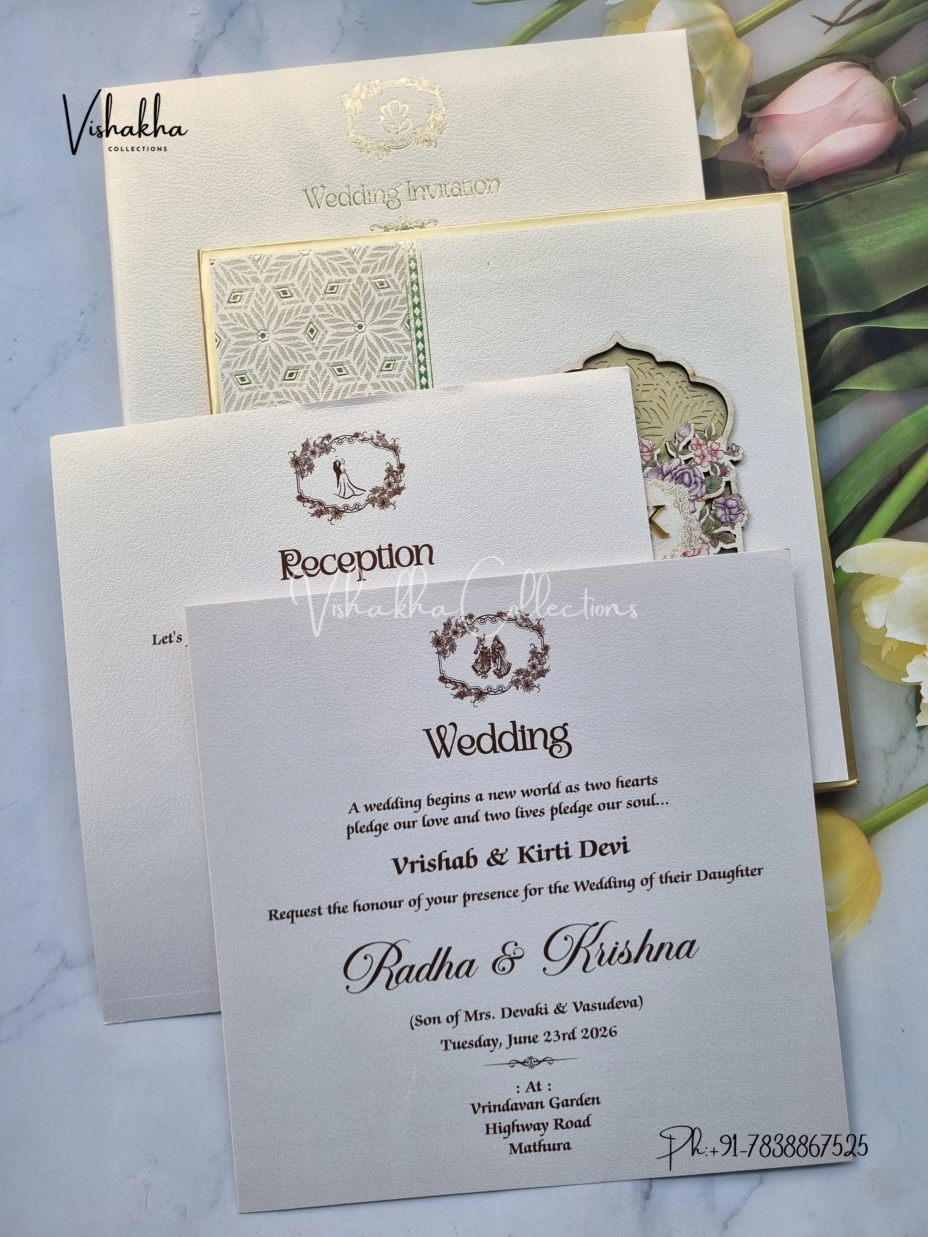 Hindu Muslim Christian Sikh Padded MDF Board Laser Cut Colored invitation Cards SN-143 - Image 3