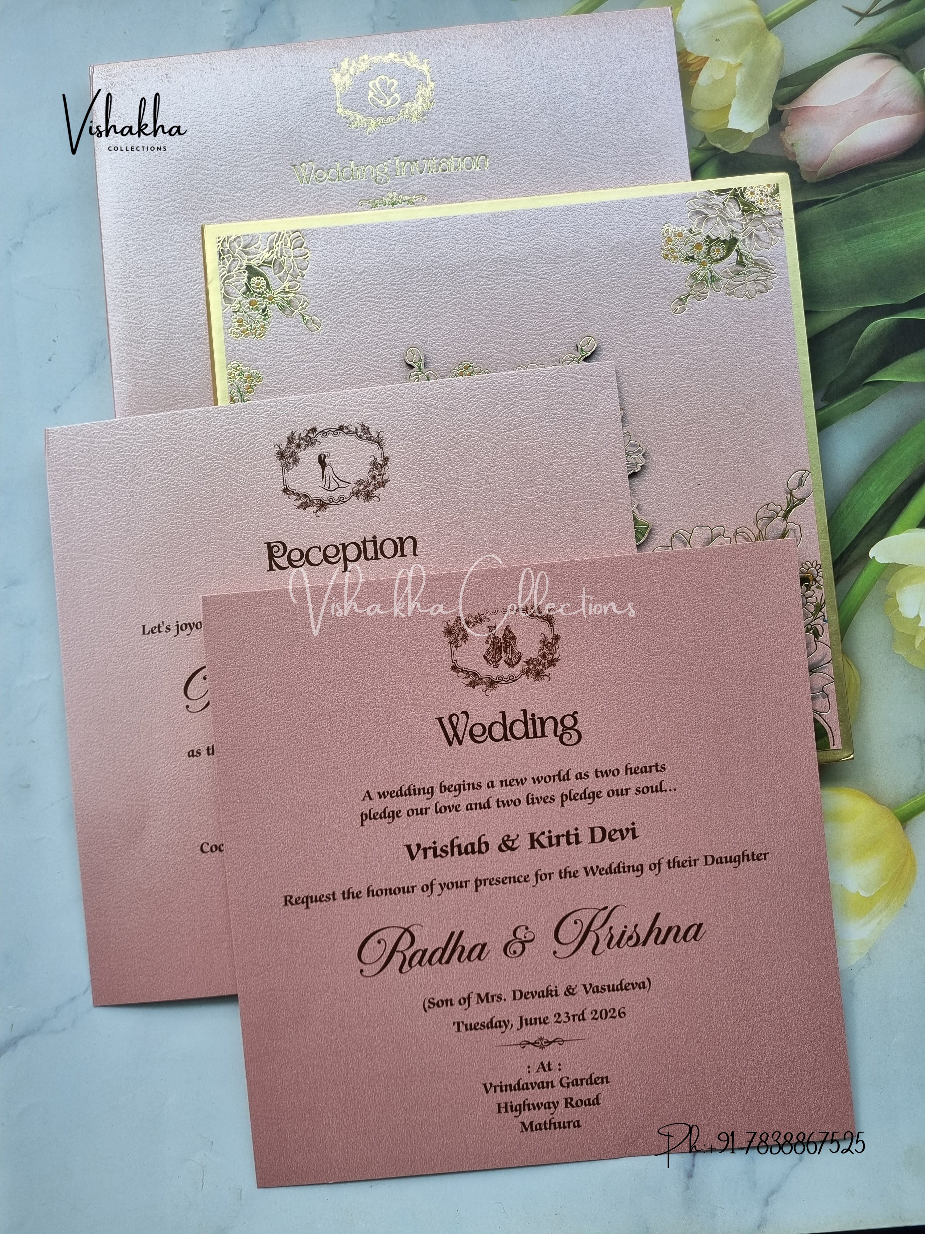 Hindu Muslim Christian Sikh Padded MDF Board Laser Cut Colored invitation Cards SN-146 - Image 3