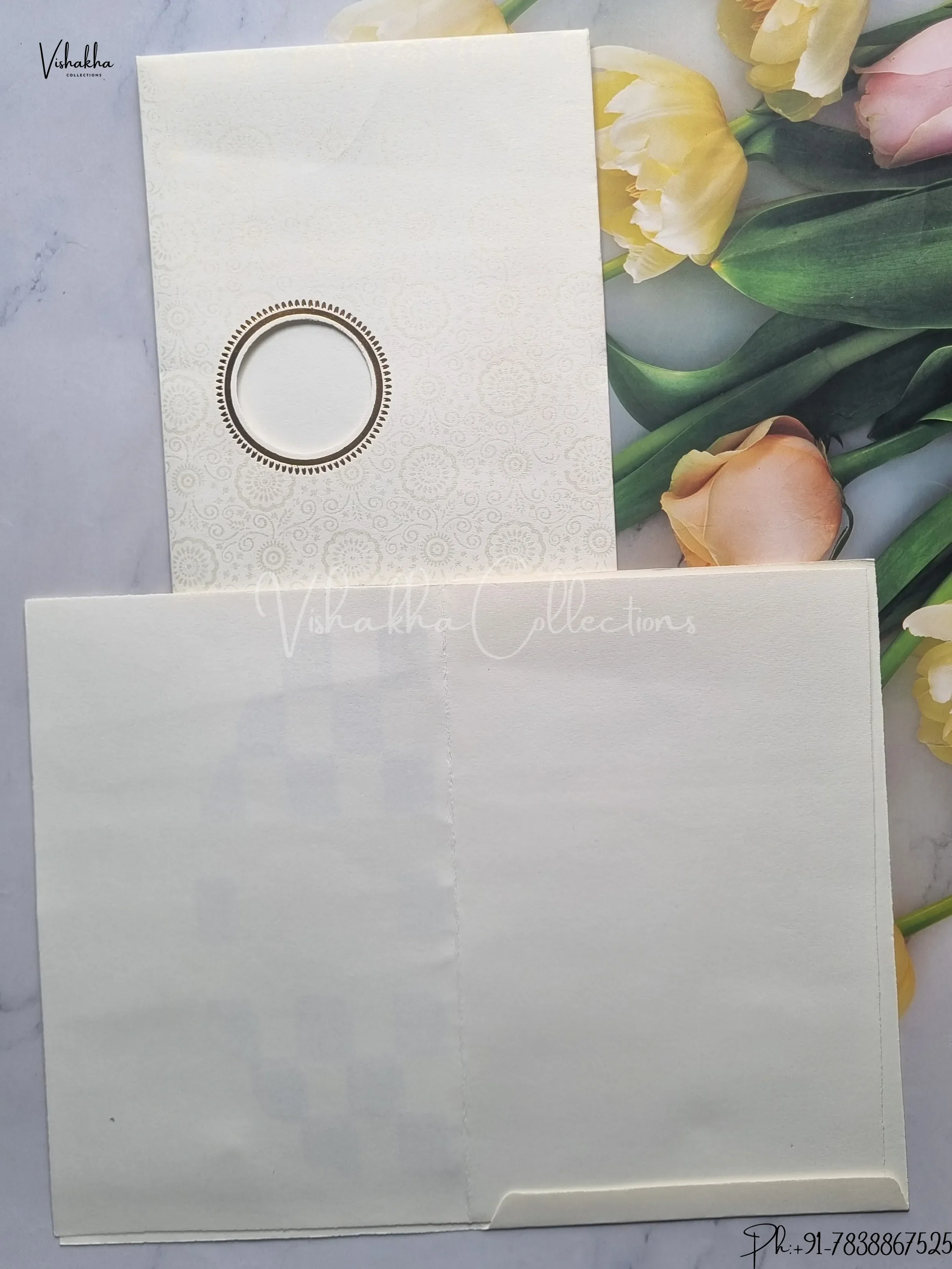 Hindu White And Grey Colored wedding invitation Cards GS-44 - Image 2