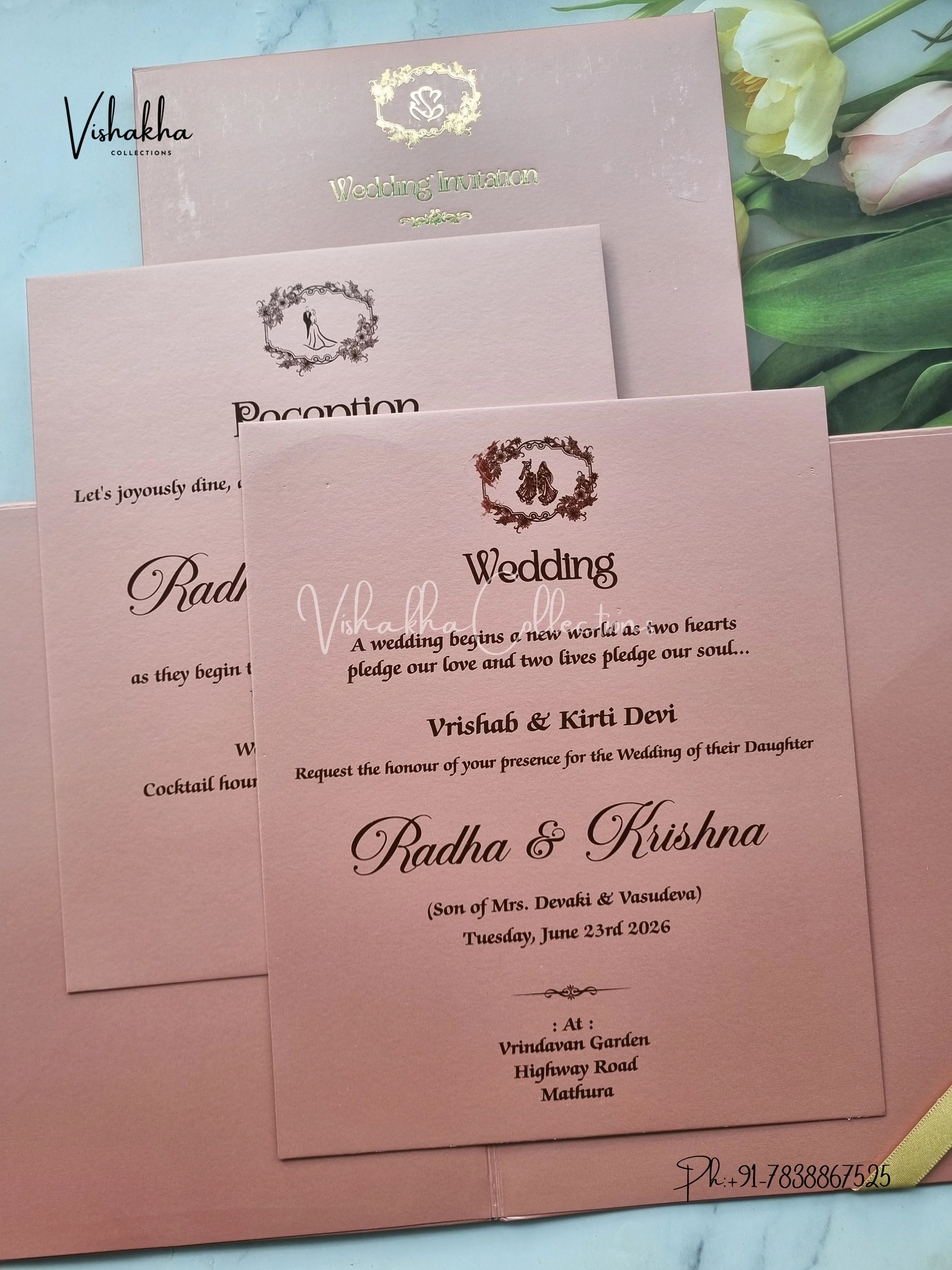 Peacock Hindu Sikh Padded MDF Board Laser Cut invitation Cards SN-149 - Image 3
