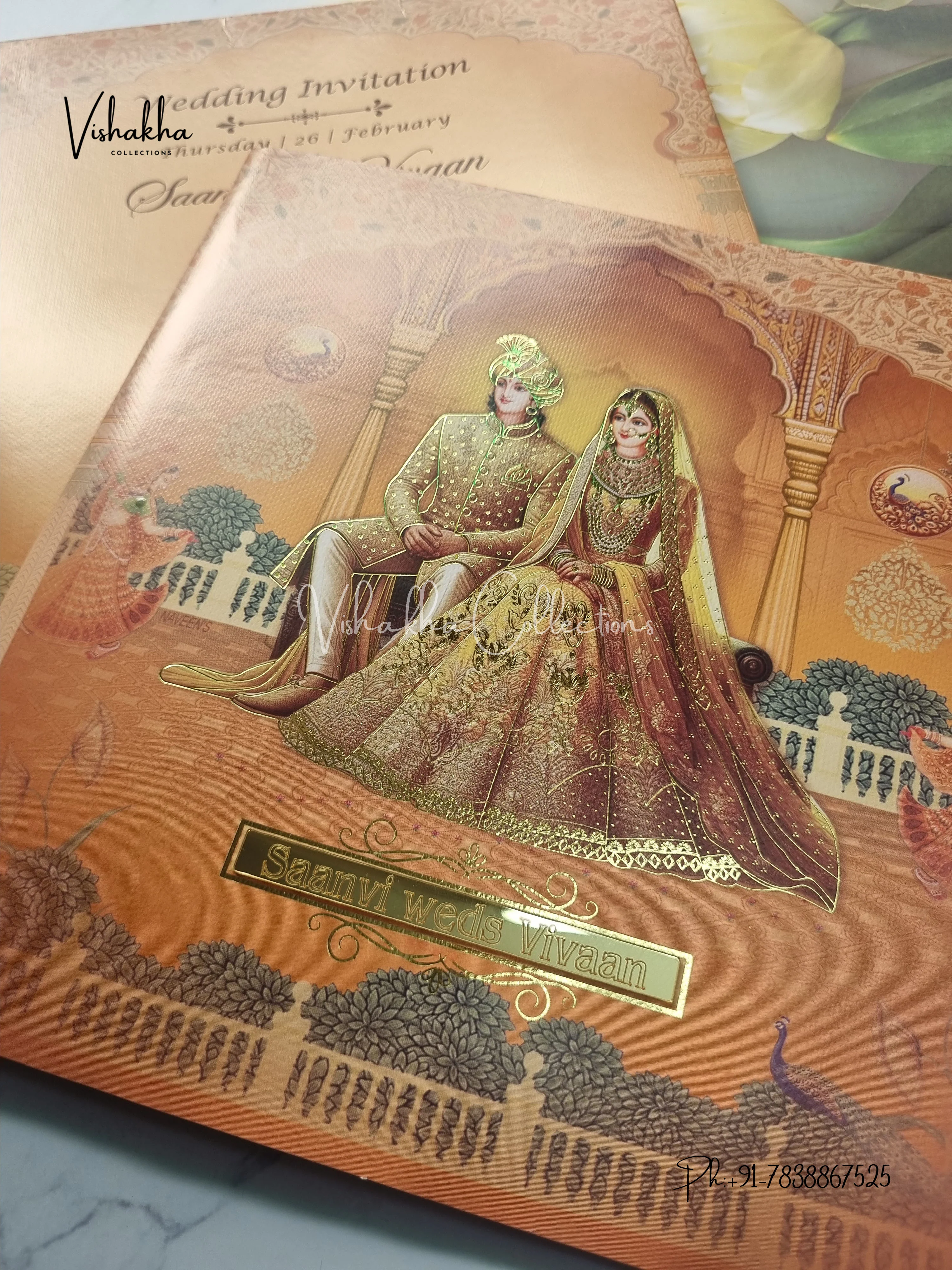 Semi Box Dulah Dulhan Hindu invitation Cards EJ-5144 - Image 2