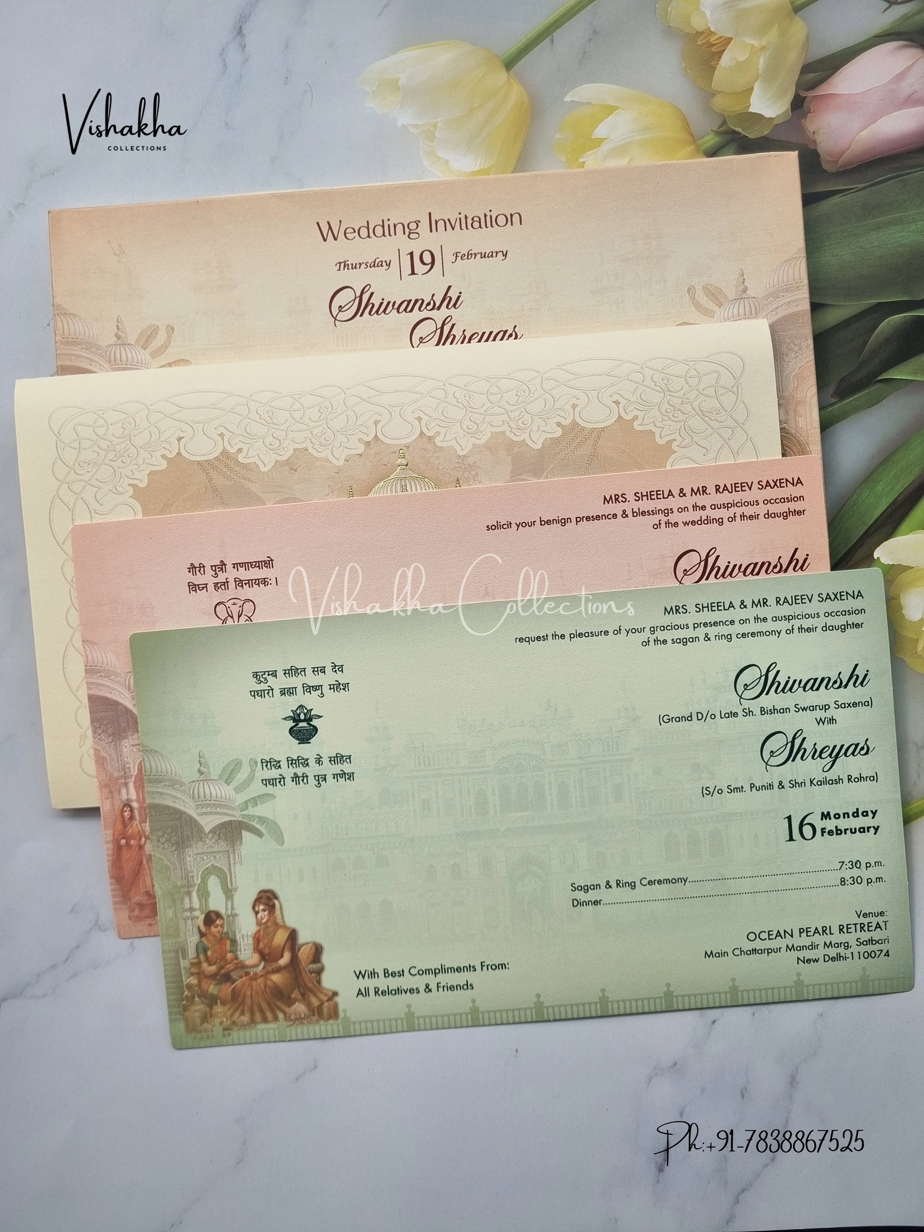 Semi Box Dulah Dulhan Hindu Sikh invitation Cards EJ-5113 - Image 3