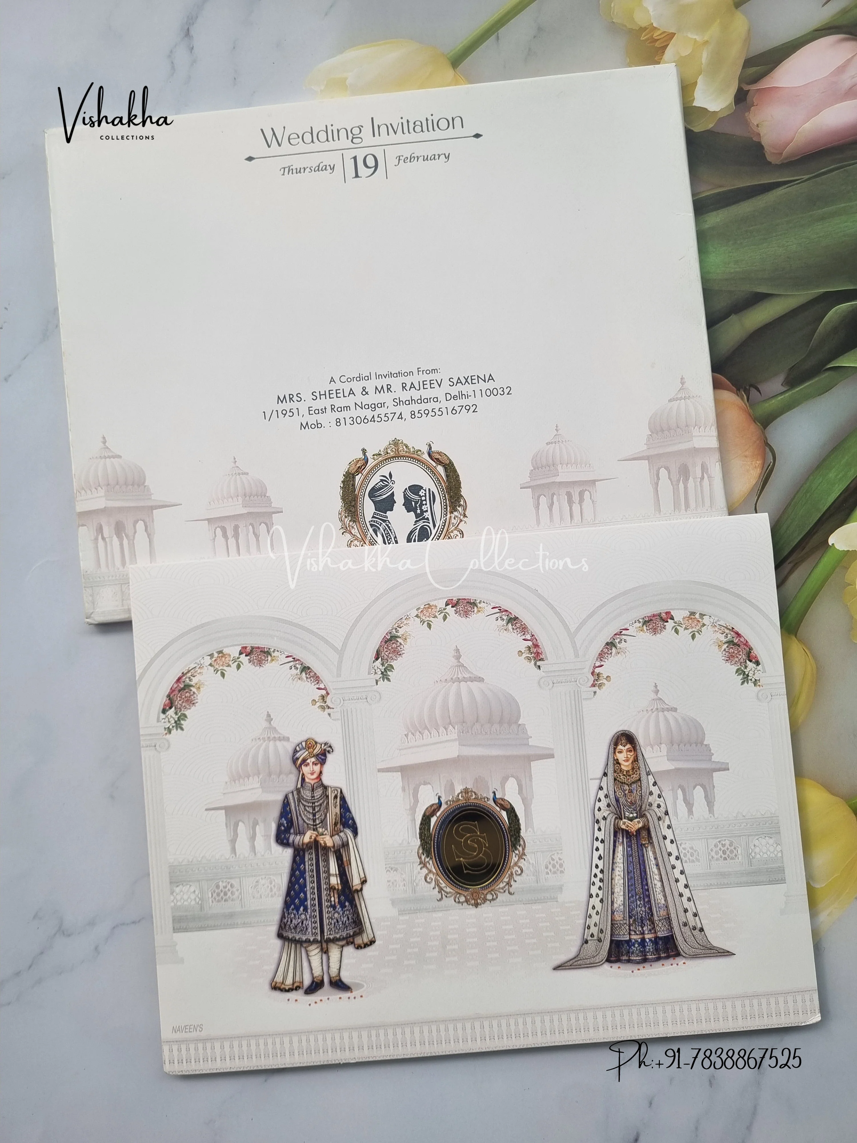Semi Box Dulah Dulhan Hindu Sikh invitation Cards EJ-5117