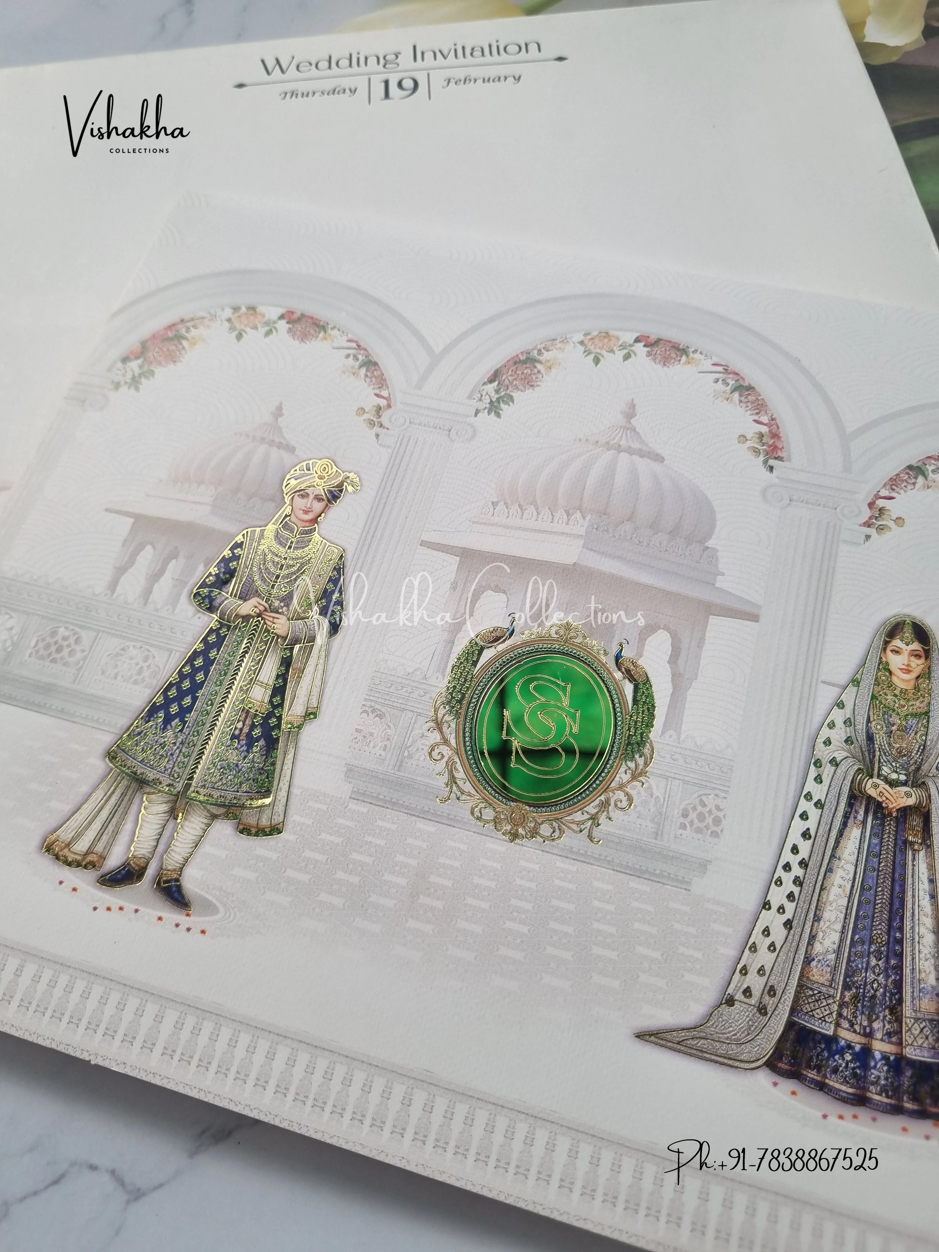Semi Box Dulah Dulhan Hindu Sikh invitation Cards EJ-5117 - Image 2
