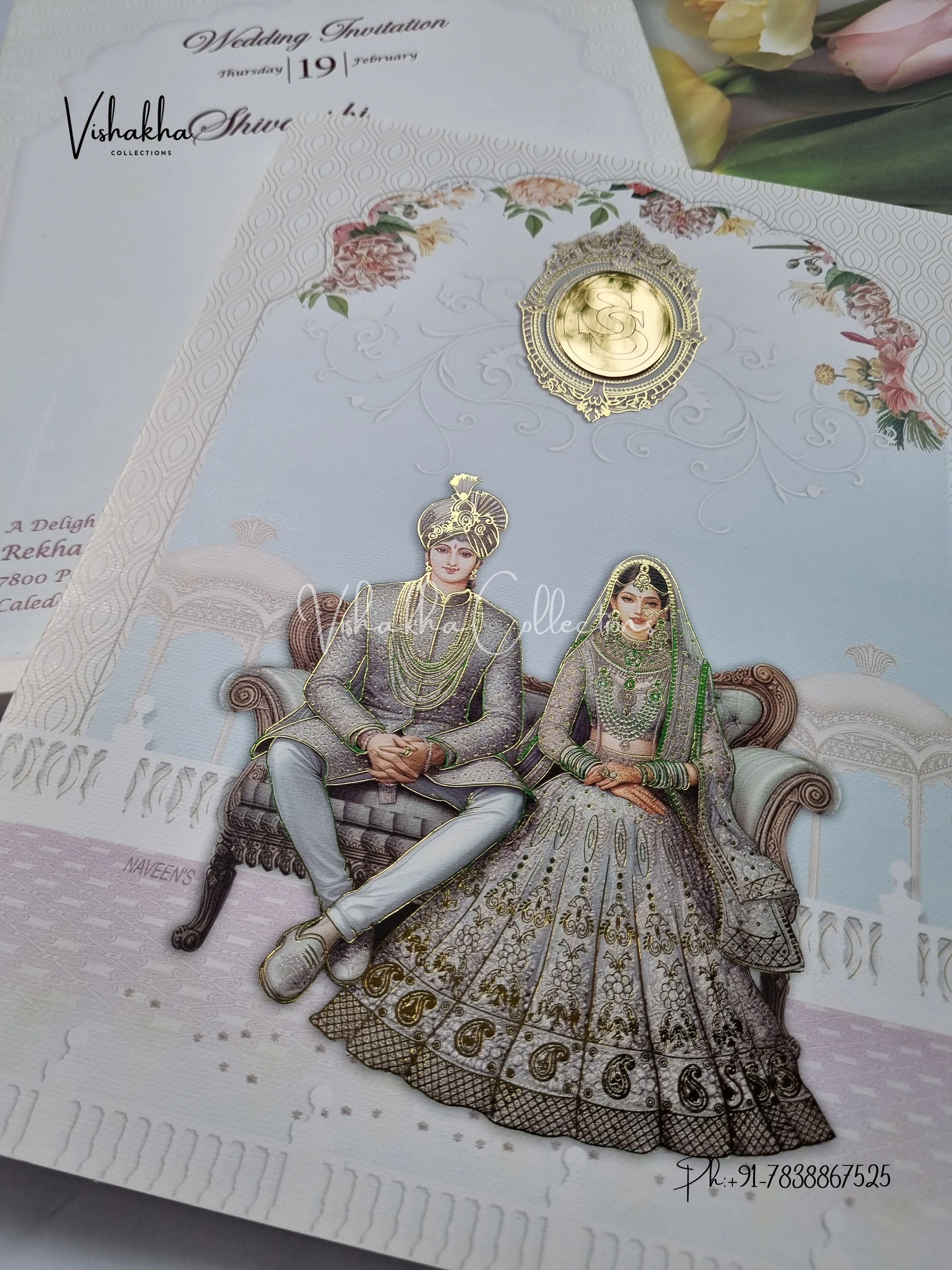 Semi Box Dulah Dulhan Hindu Sikh invitation Cards EJ-5121 - Image 2