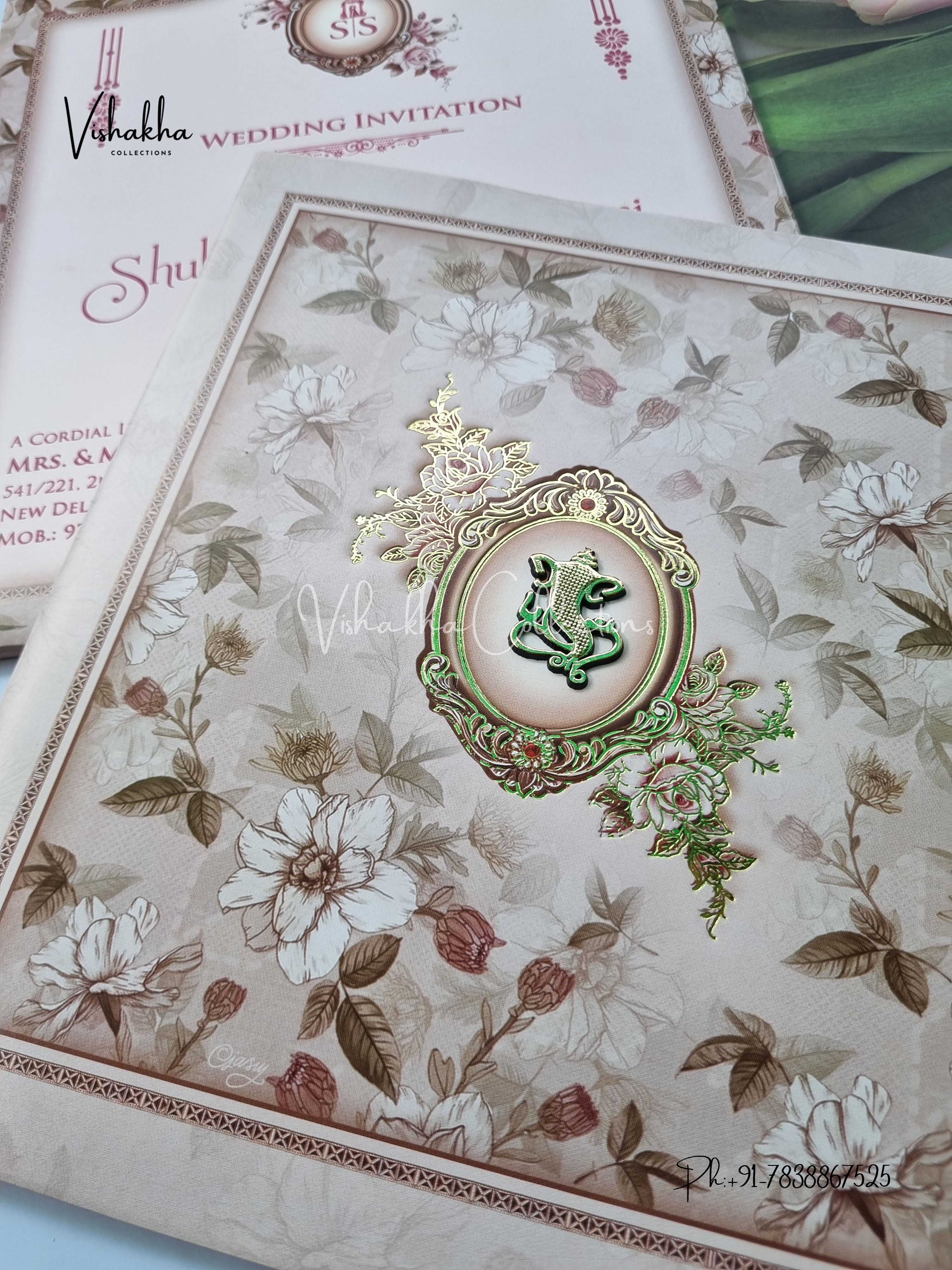 Semi Box Flower Hindu Muslim Christian Sikh invitation Cards ATS-5217 - Image 2