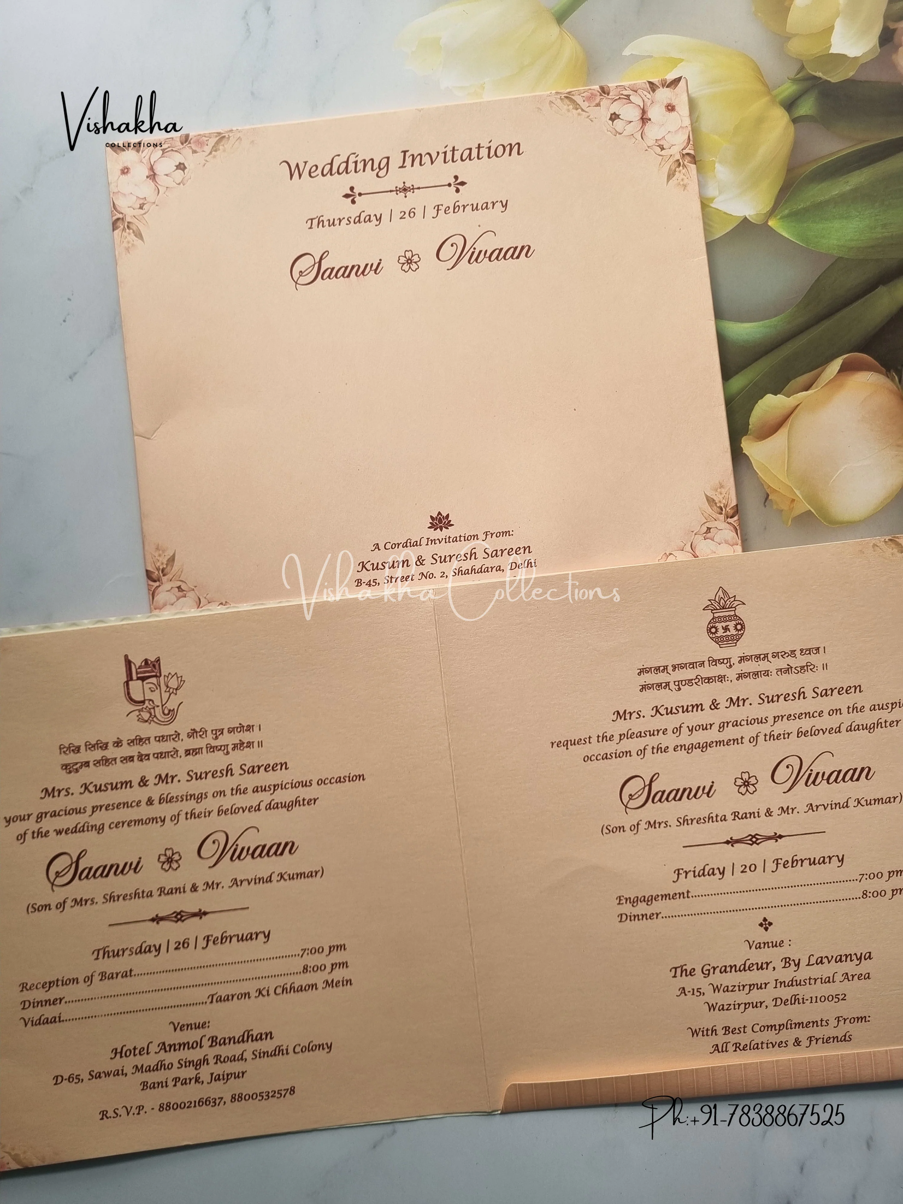 Semi Box Ganesh Ji Hindu invitation Cards EJ-5095 - Image 3