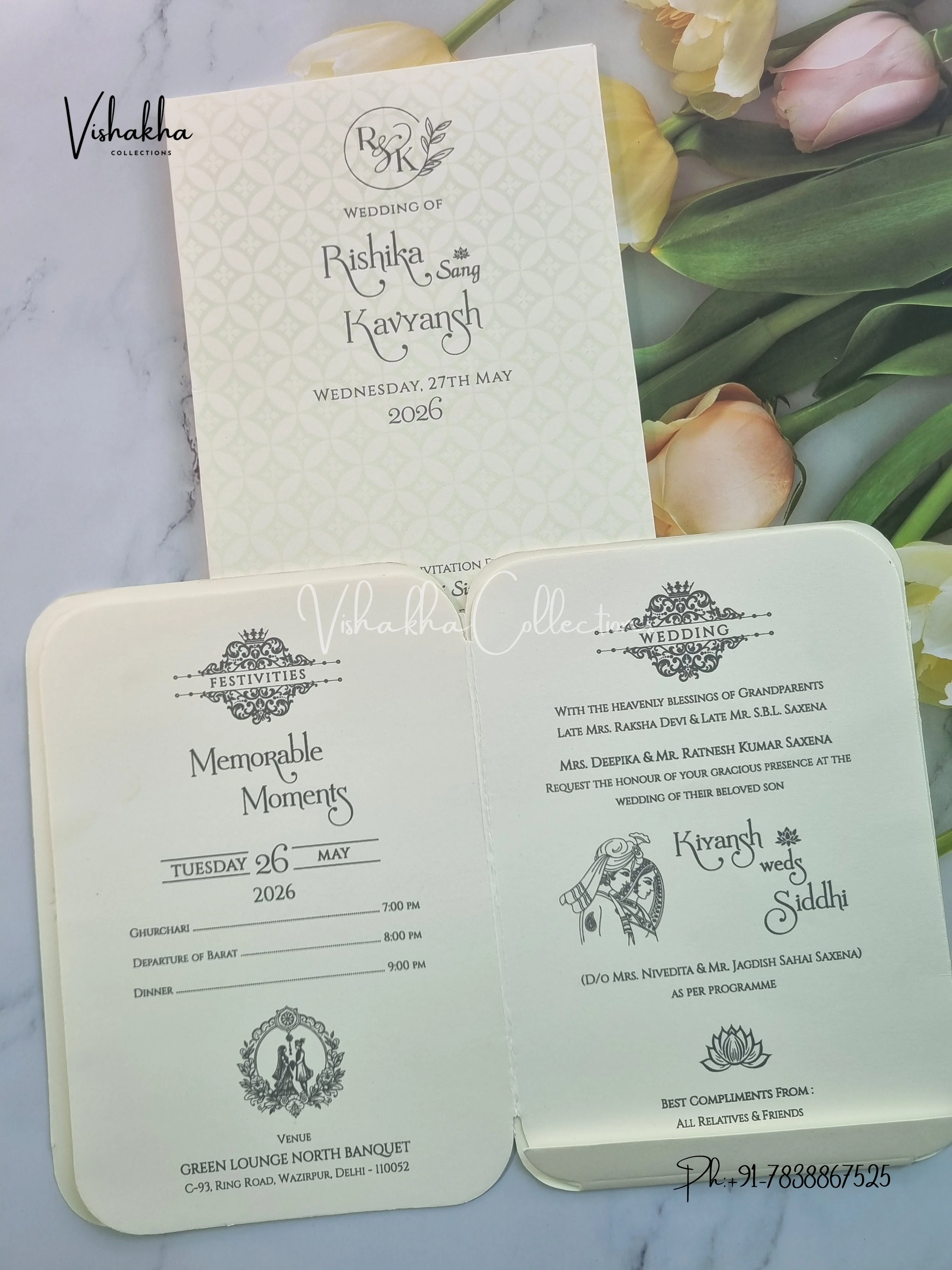 Semi Box Ganesh Ji Hindu Sikh invitation Cards CR-531 - Image 3