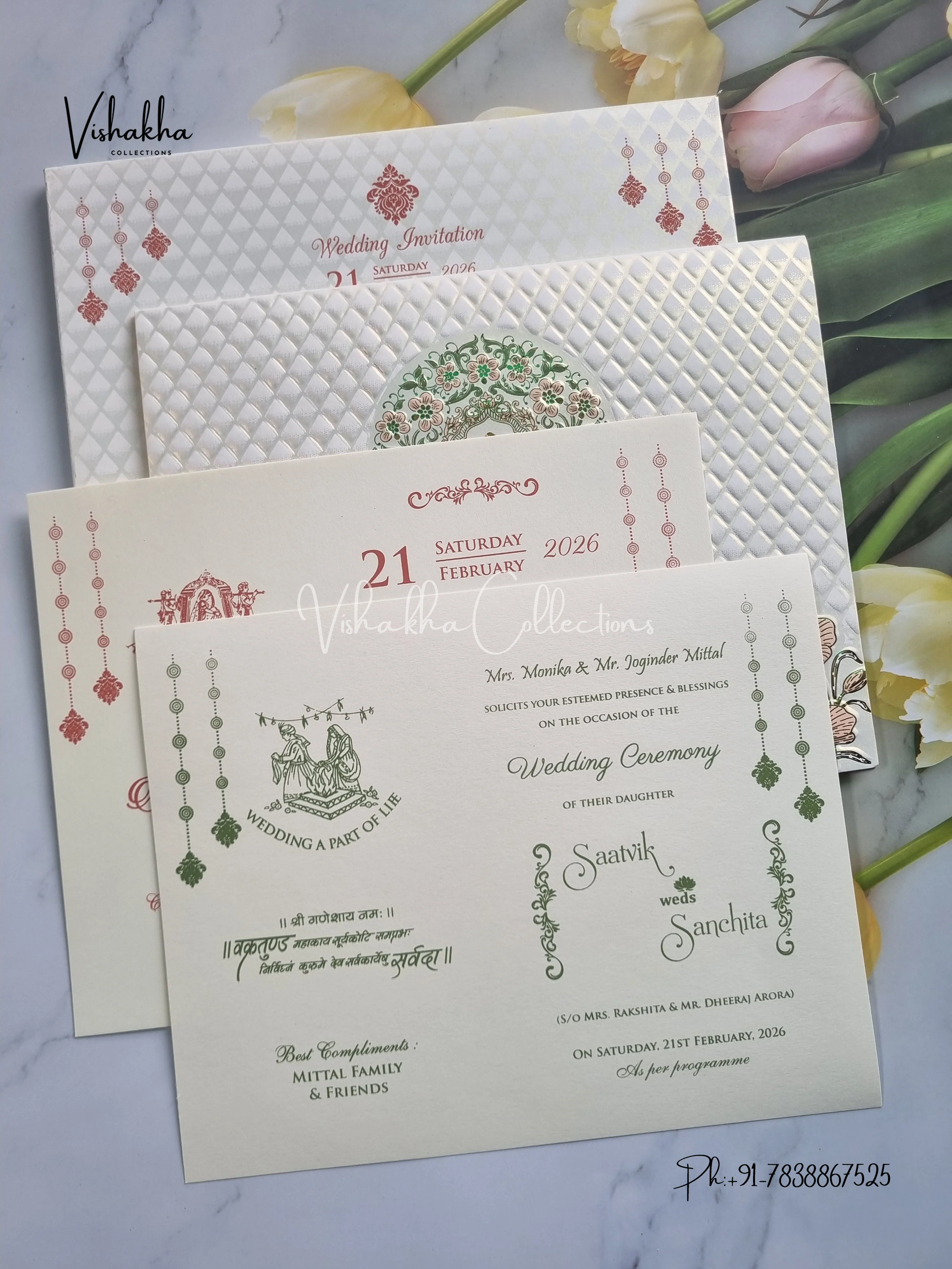 Semi Box Ganesh Ji Hindu Sikh invitation Cards CR-702P-1 - Image 3