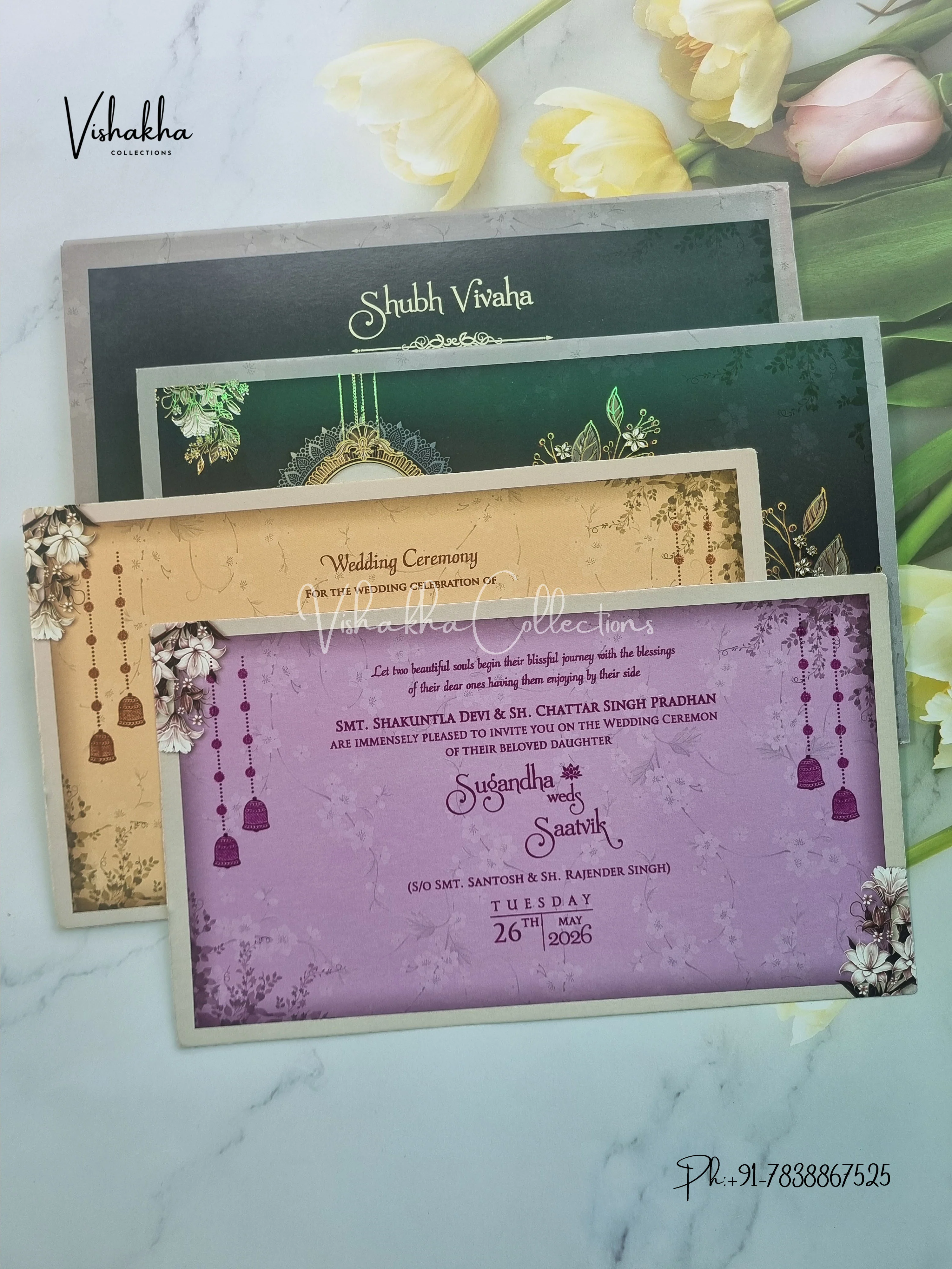 Semi Box Ganesh Ji Hindu Sikh invitation Cards CR-7063 - Image 3