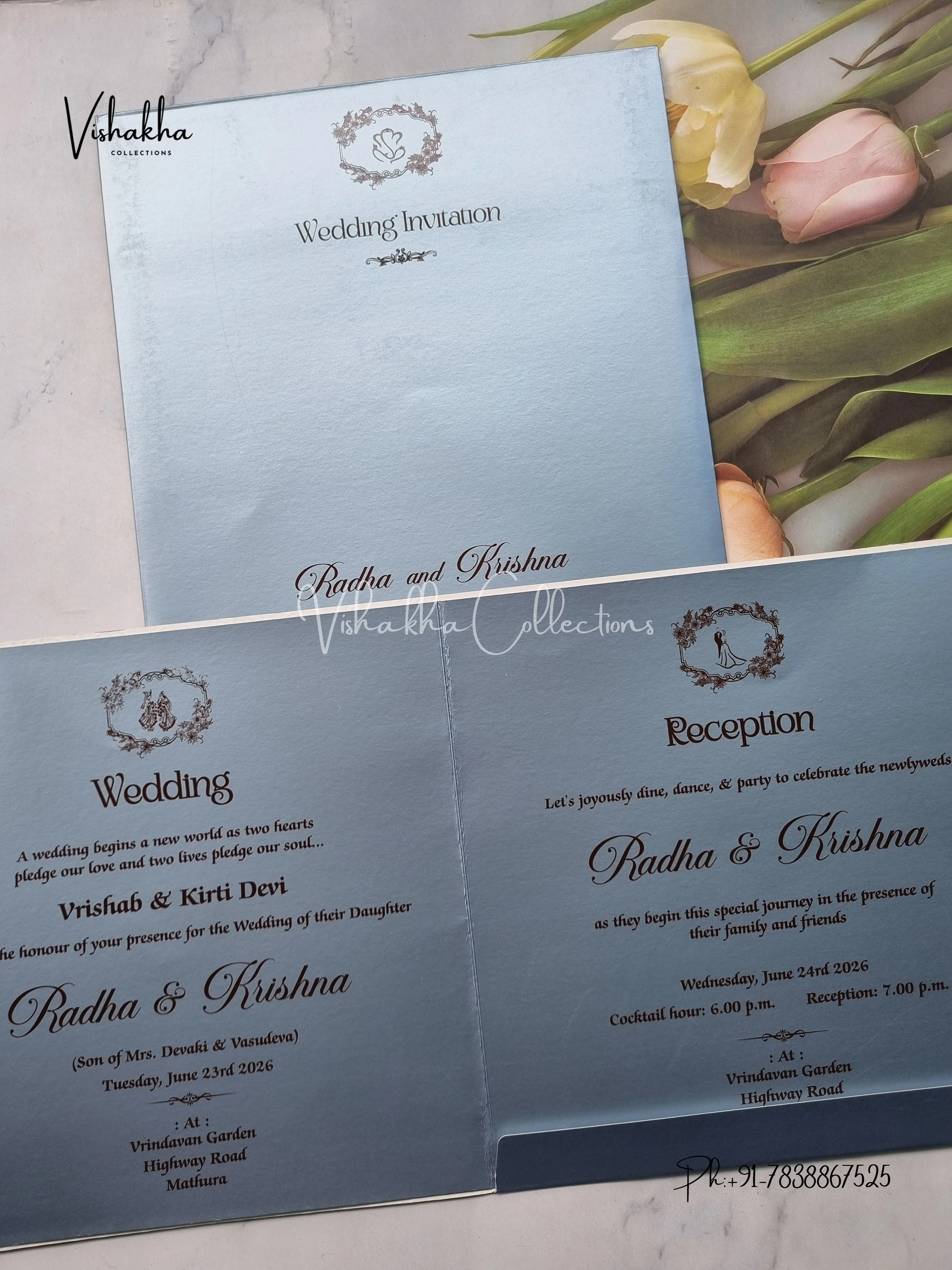 Semi Box Hindu Muslim Christian Sikh Colored invitation Cards SN-26 - Image 3