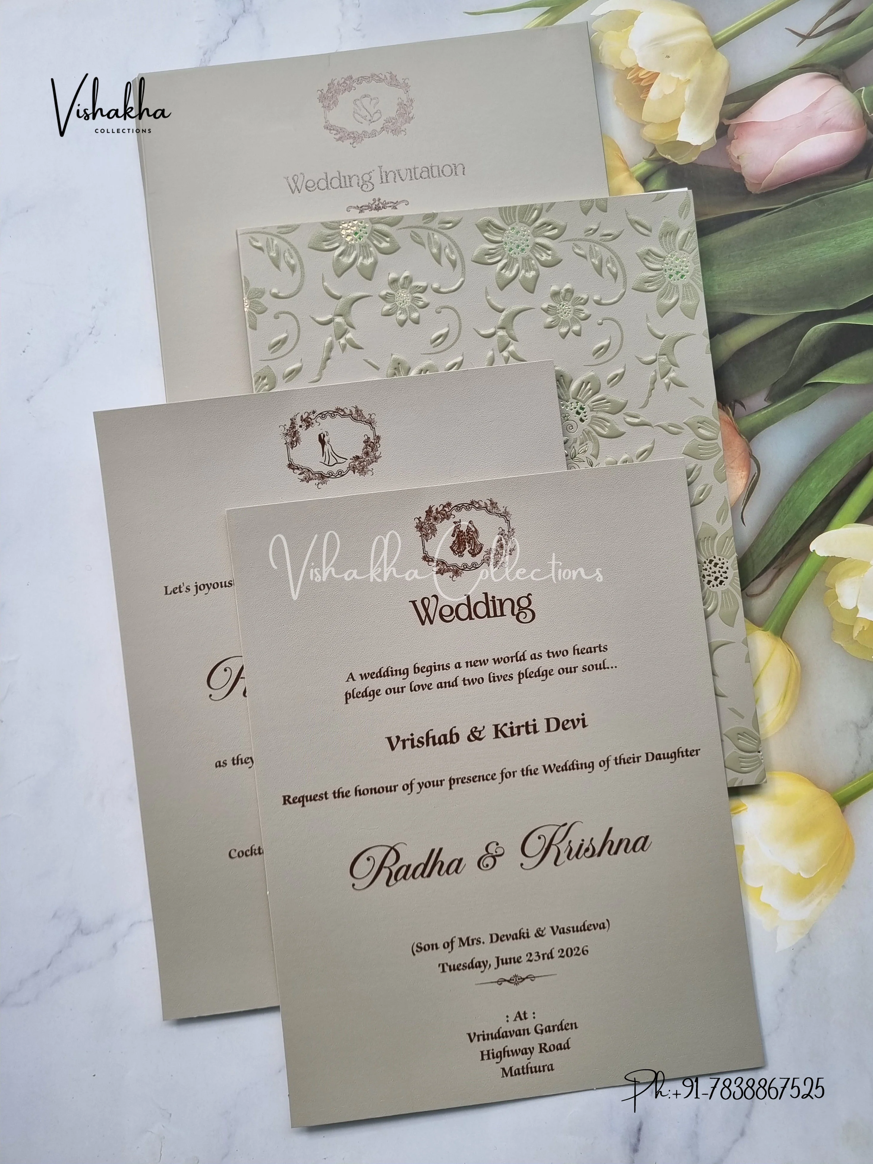Semi Box Hindu Muslim Christian Sikh Colored invitation Cards SN-74 - Image 3