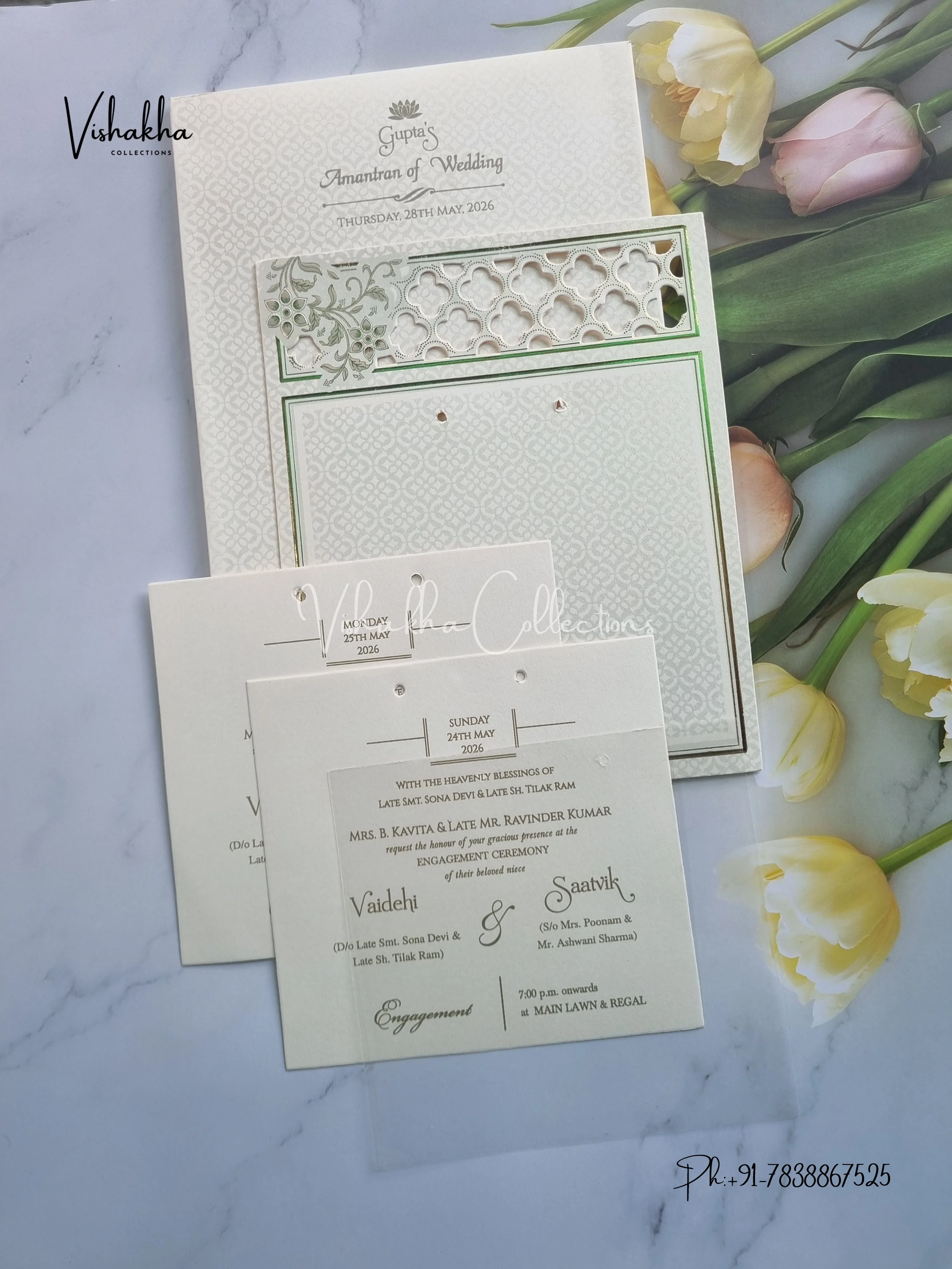 Semi Box Hindu Muslim Christian Sikh invitation Cards CR-547 - Image 3