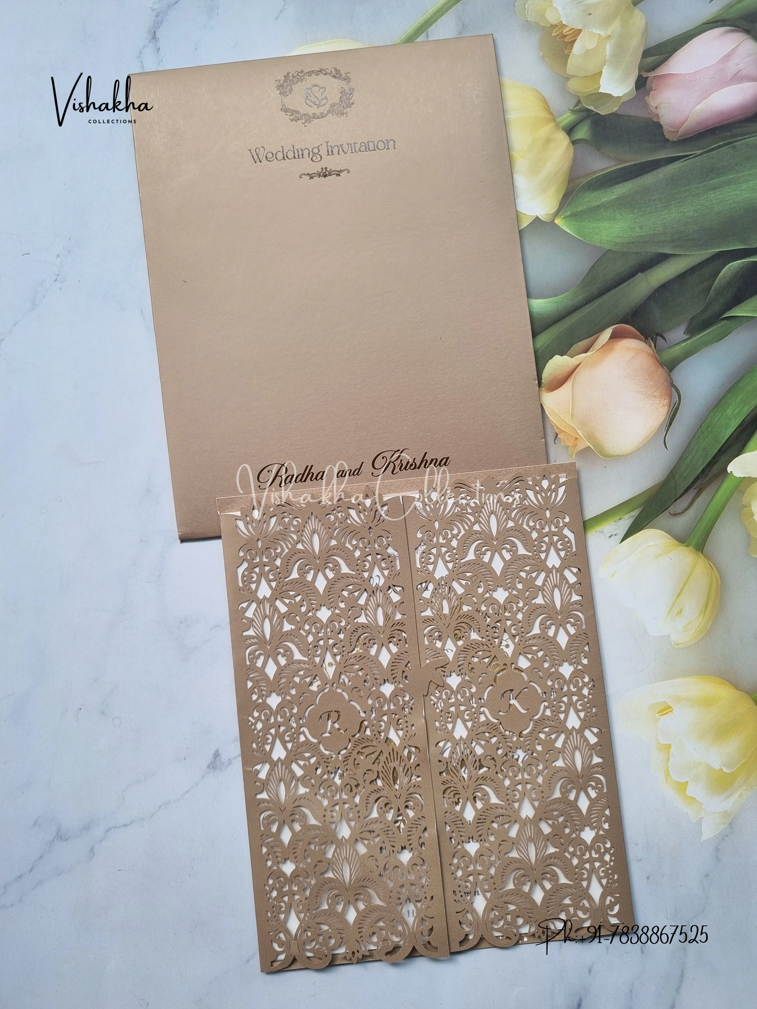 Semi Box Hindu Muslim Christian Sikh Laser Cut Colored invitation Cards SN-114