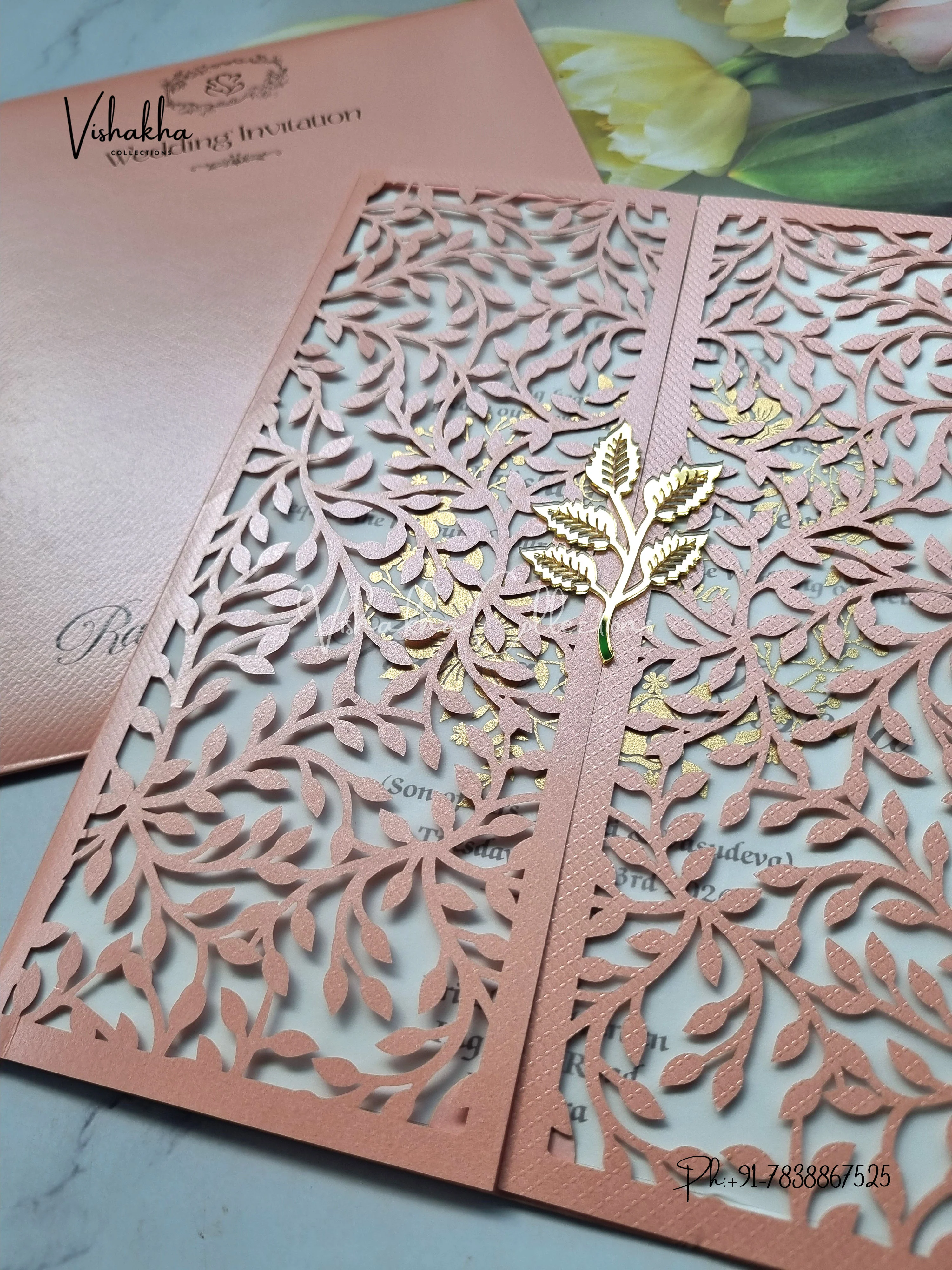 Semi Box Hindu Muslim Christian Sikh Laser Cut Colored invitation Cards SN-116 - Image 2