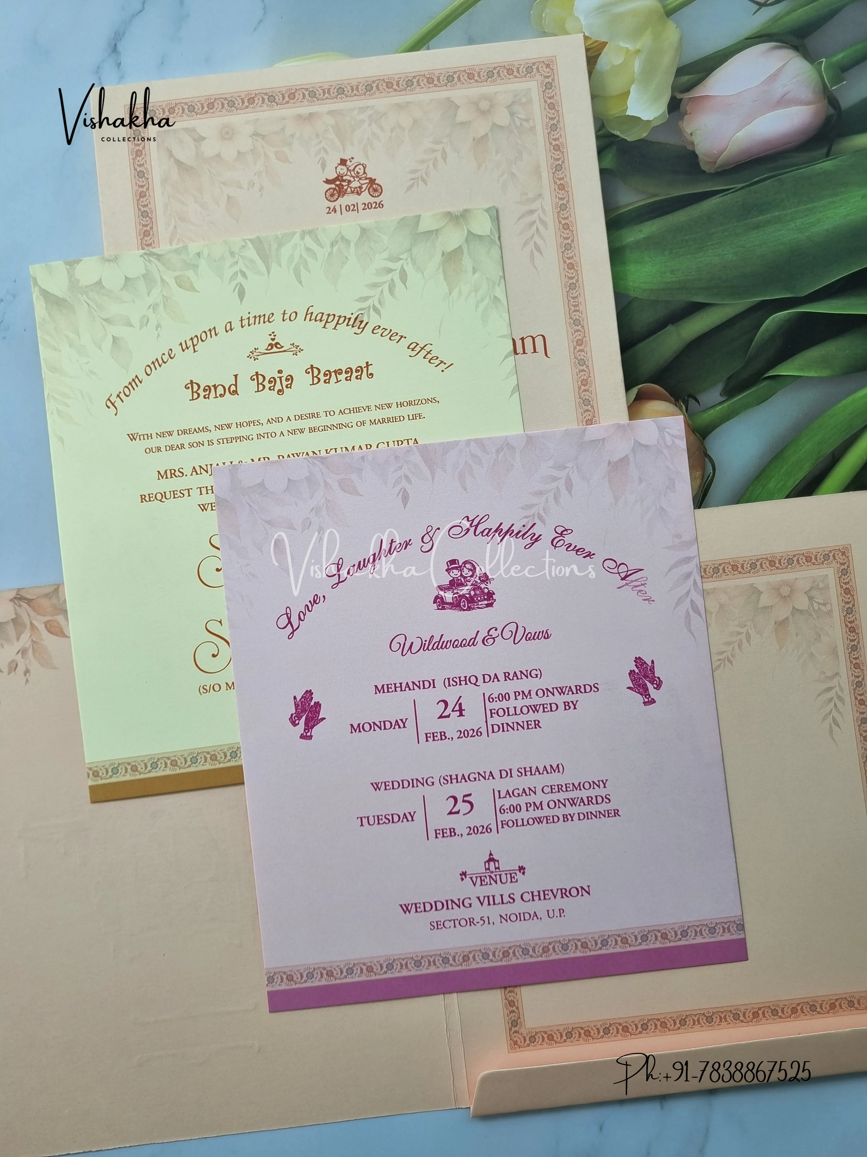 Semi Box Hindu Sikh invitation Cards ATS-5250 - Image 3
