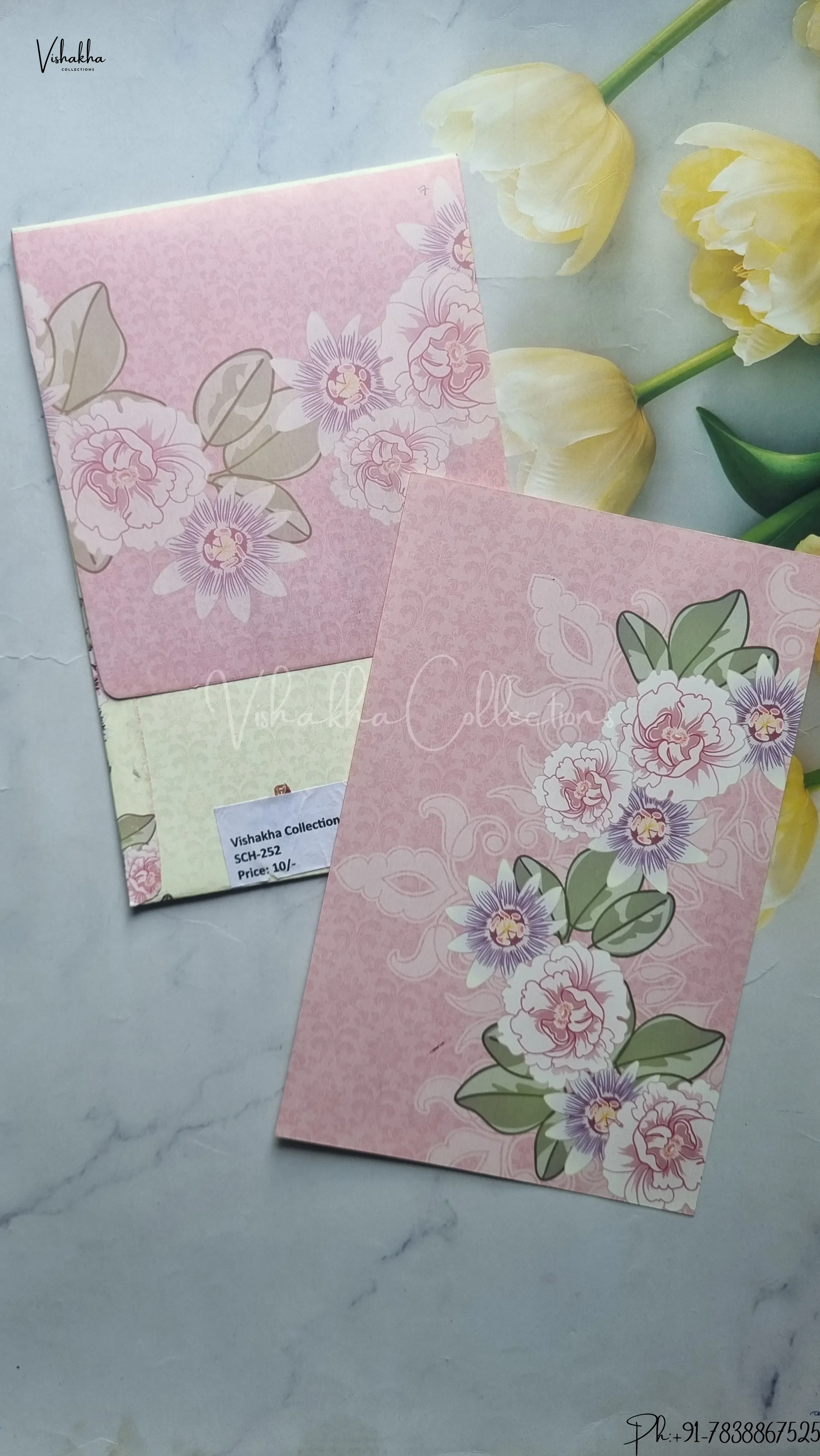 Single Insert Flower Hindu Muslim Christian Jain Sikh wedding invitation Cards SCH-252 - Image 2