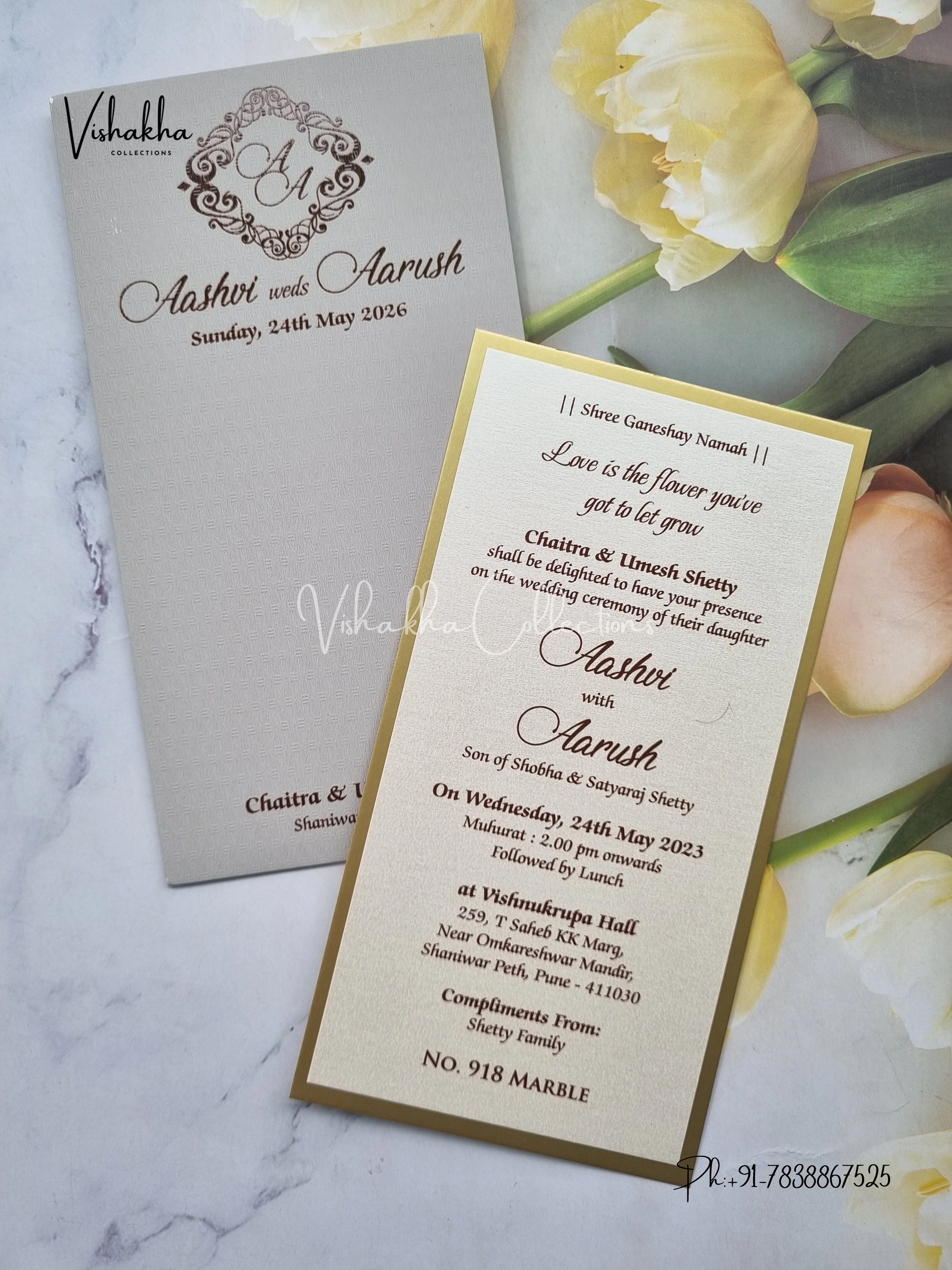 Single Insert Hindu Muslim Christian Sikh Colored invitation Cards LN-918 - Image 3