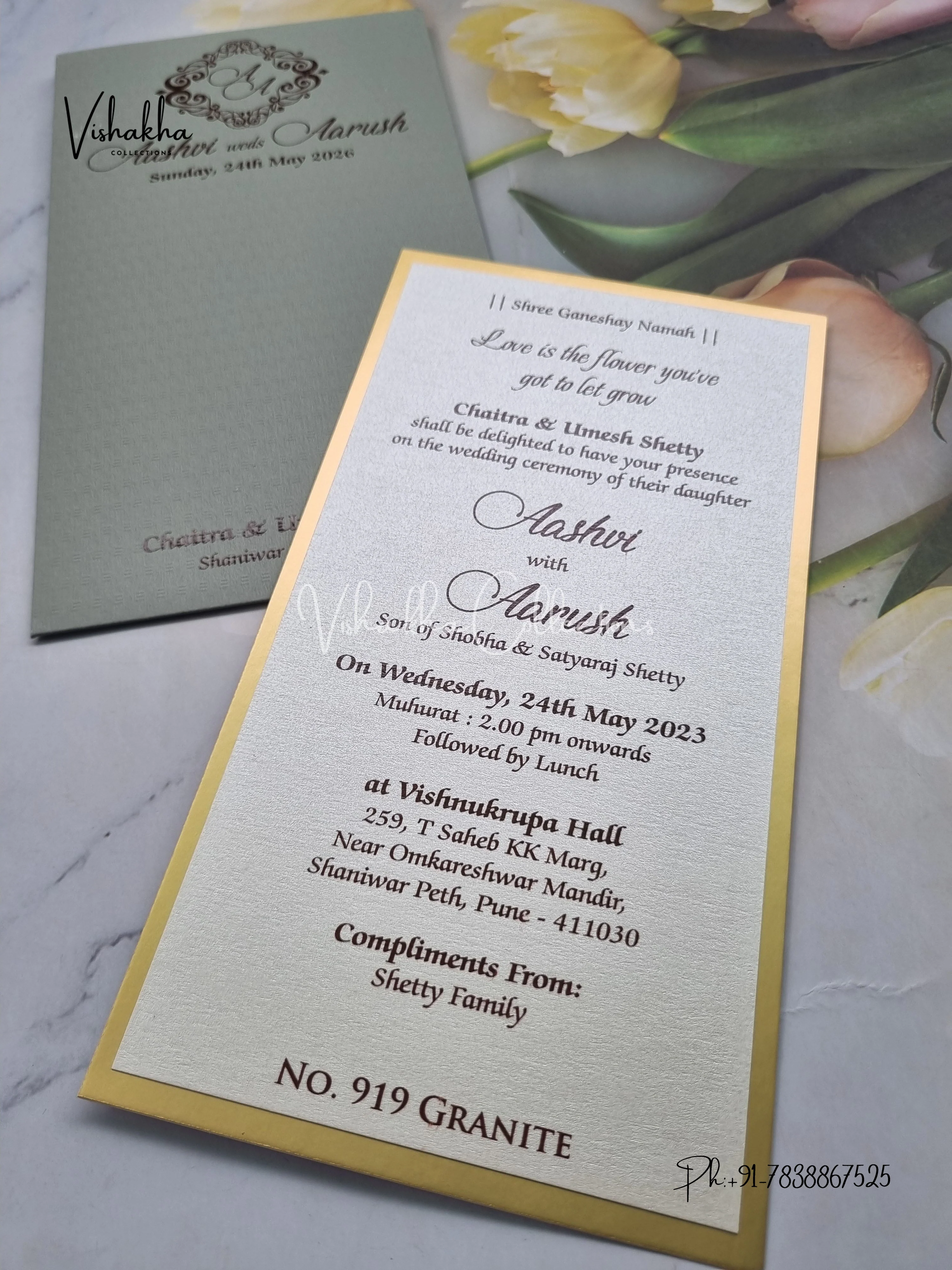 Single Insert Hindu Muslim Christian Sikh Colored invitation Cards LN-919 - Image 2