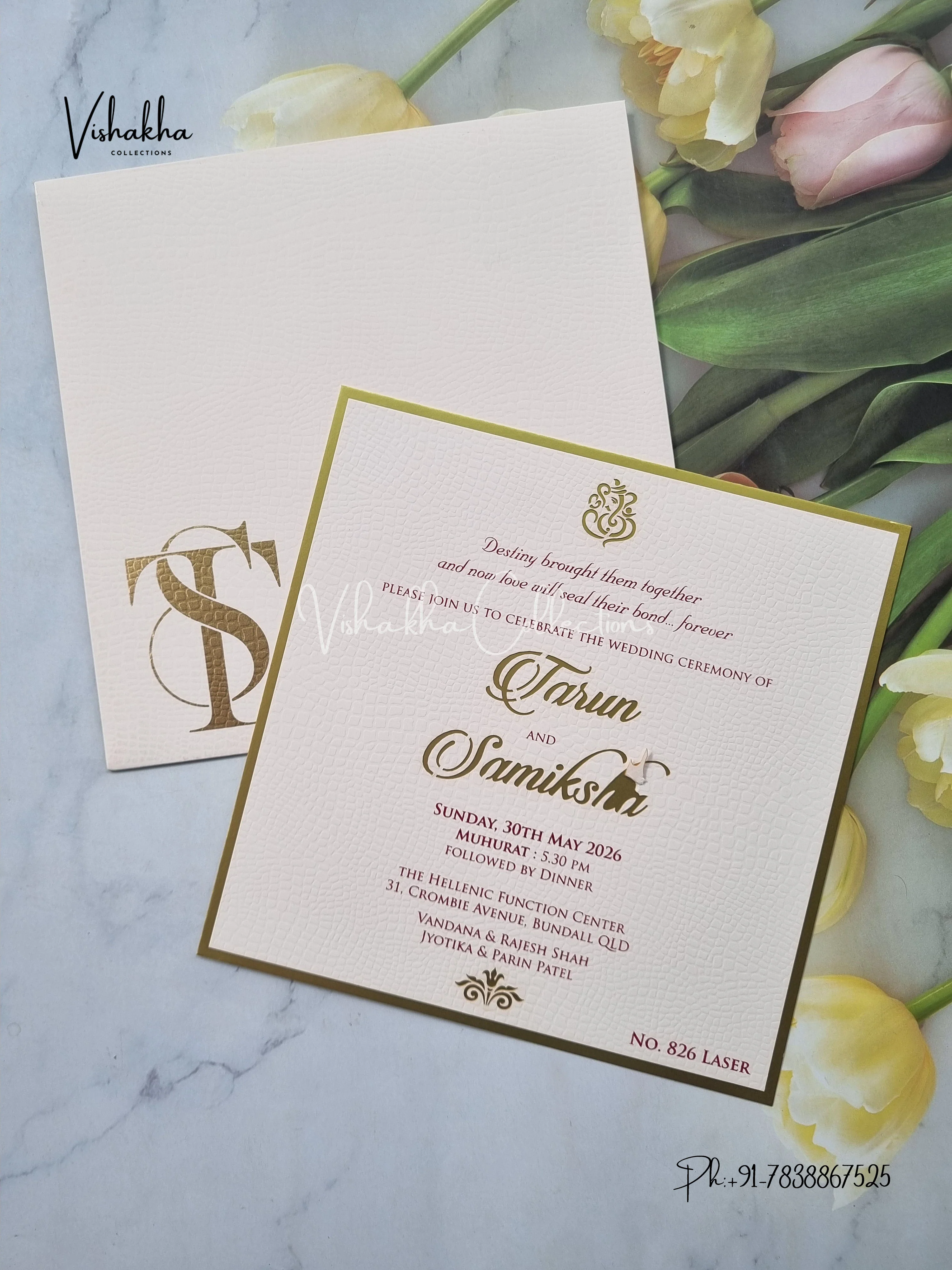 Single Insert Hindu Muslim Christian Sikh invitation Cards LN-826 - Image 3