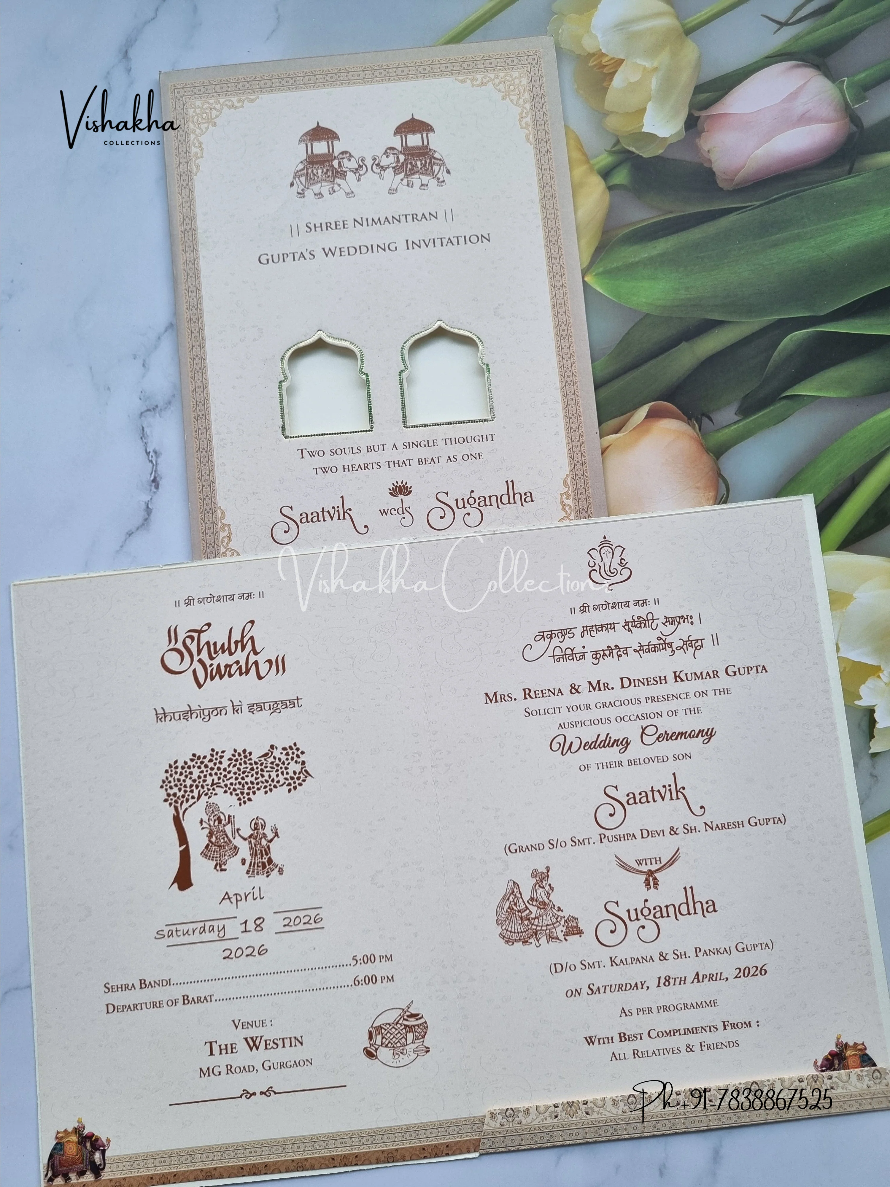 Wisdom Tree Hathi Hindu Sikh invitation Cards CR-7020 - Image 3